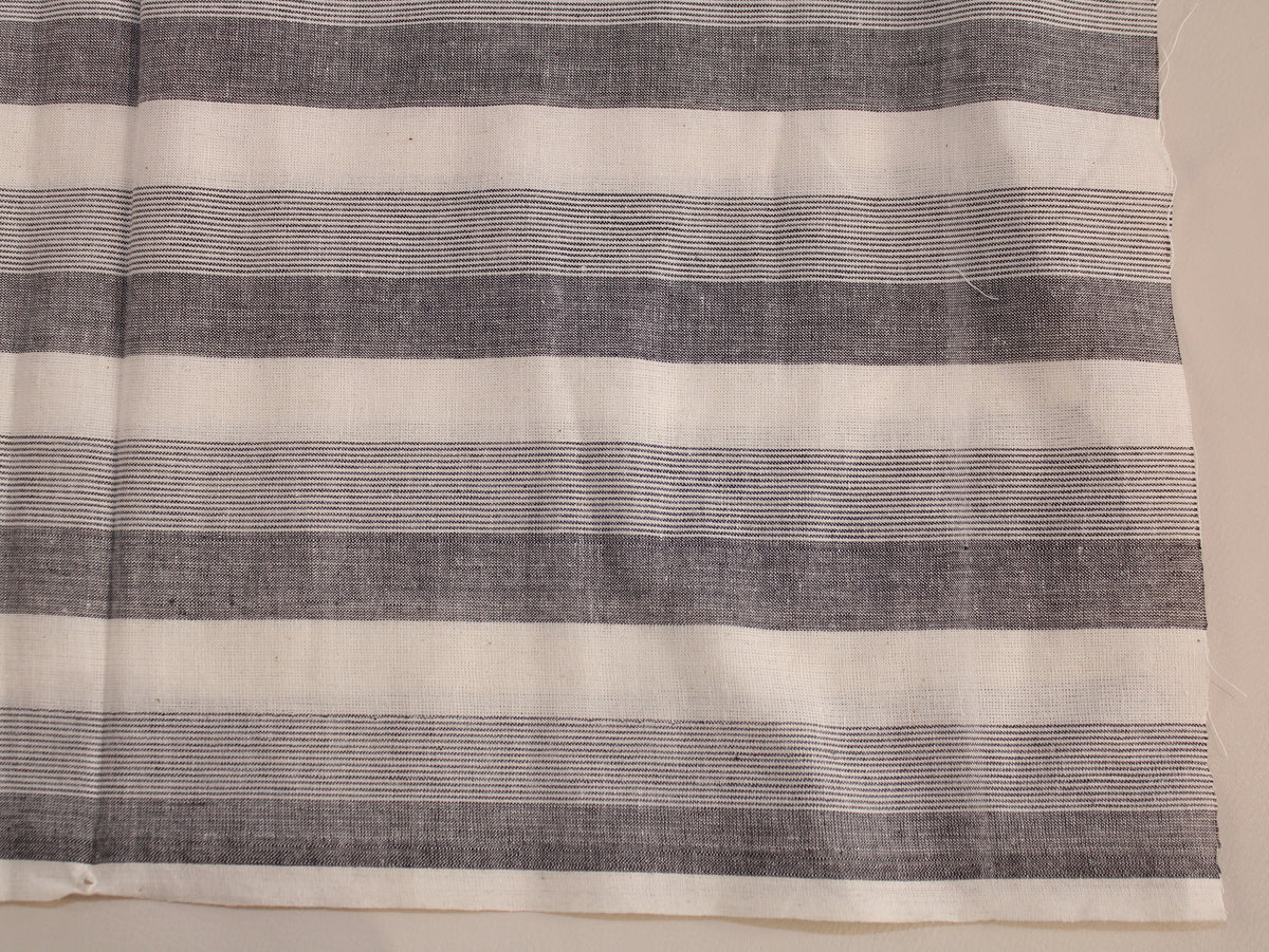 Pure Cotton Yarn-Dyed Handloom Stripe Fabric | White Grey | 44 Inch | Non-Washed | 80 GSM