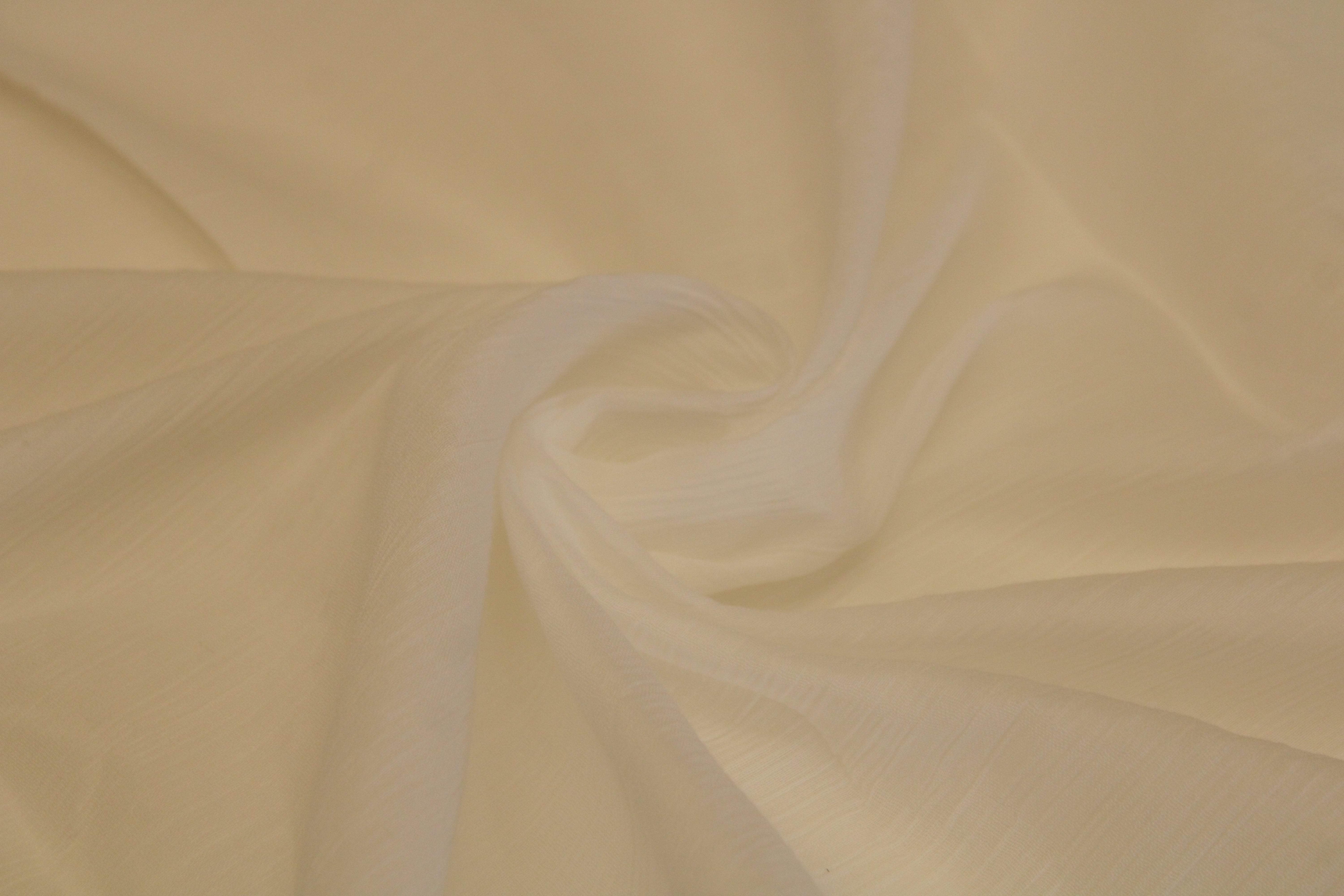 Plain Mul Cotton Crush Fabric - White Dyeable - M'Foks