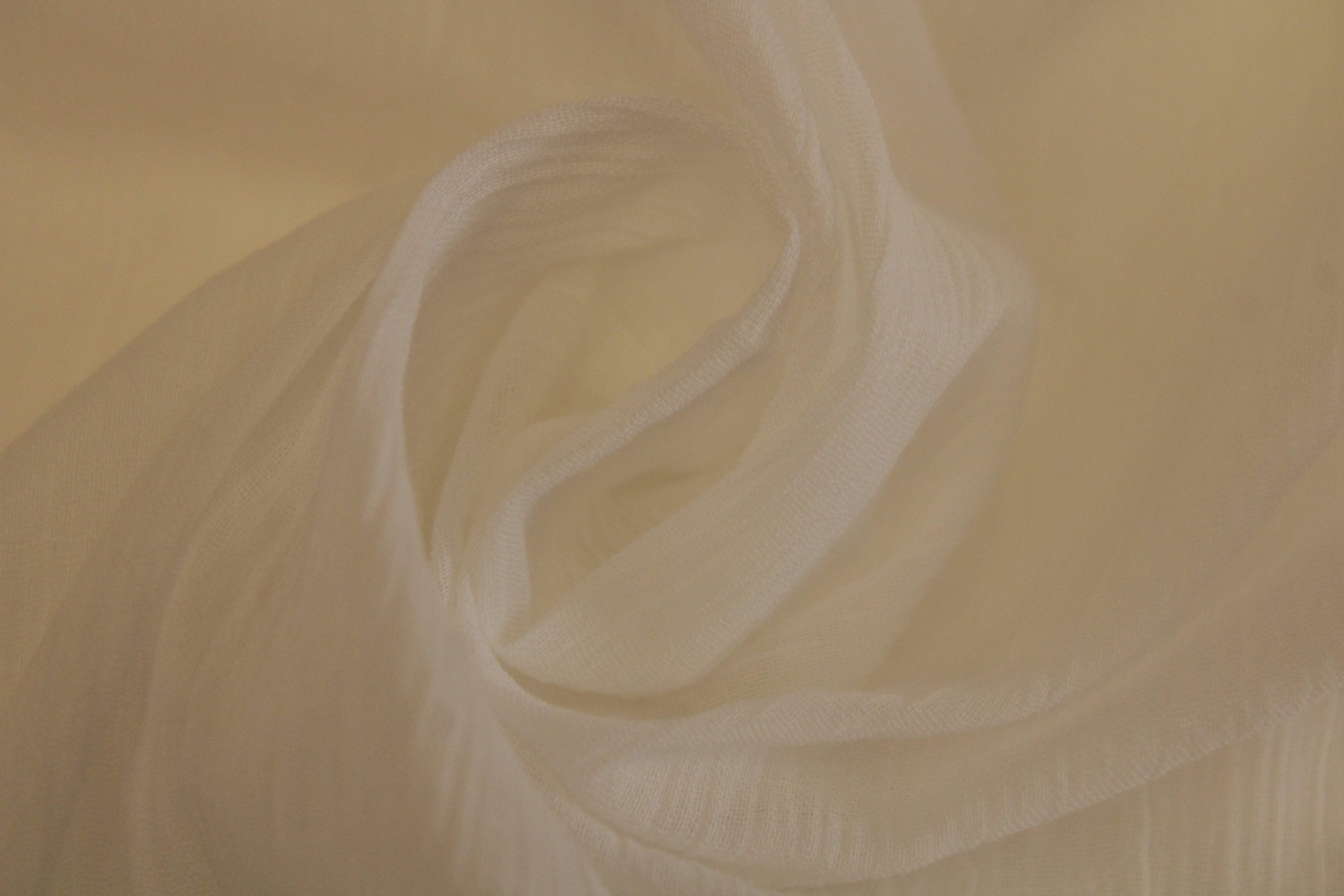 Plain Mul Cotton Crush Fabric - White Dyeable - M'Foks