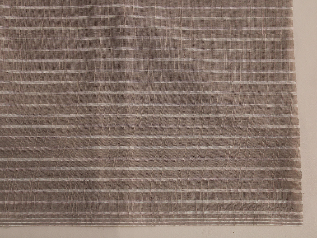 Pure Cotton Yarn-Dyed Handloom Fine Stripe Fabric | Brown White | 44 Inch | Non-Washed | 80 GSM