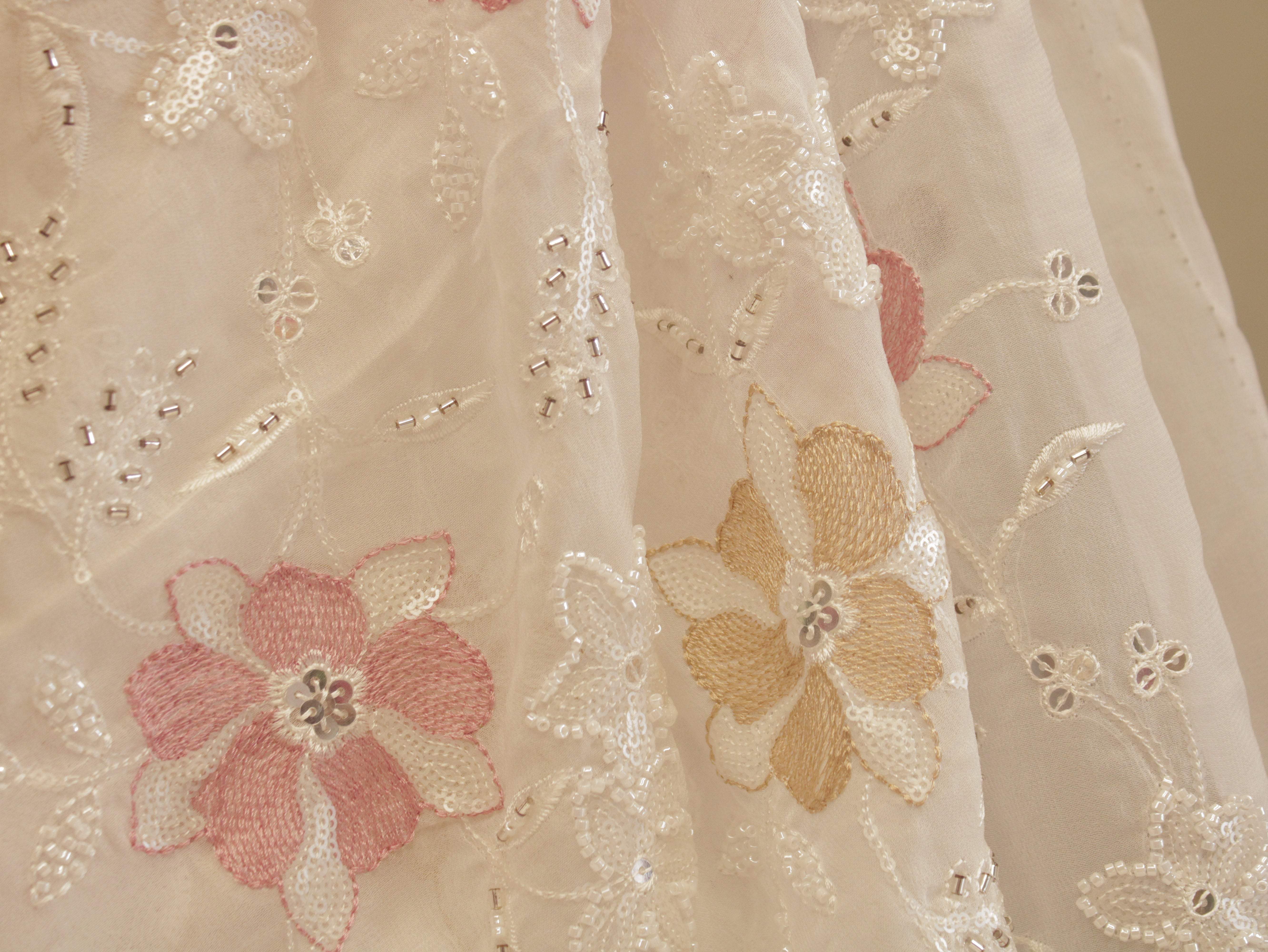 Premium Georgette Fabric with Rich Pearl Work - Multicolor - M'Foks
