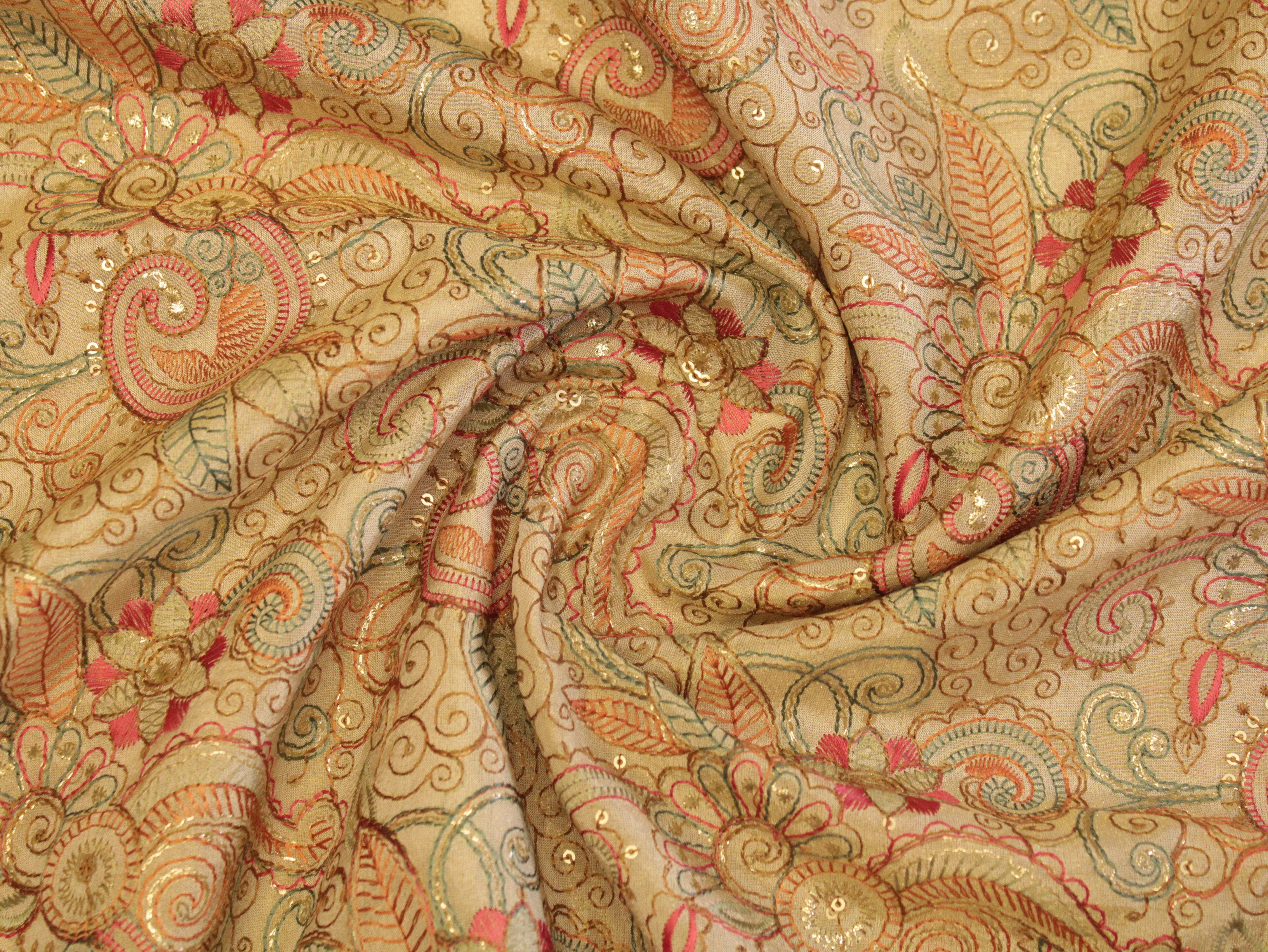 Premium Pure Tissue Fabric with Rich Thread Work - M'Foks