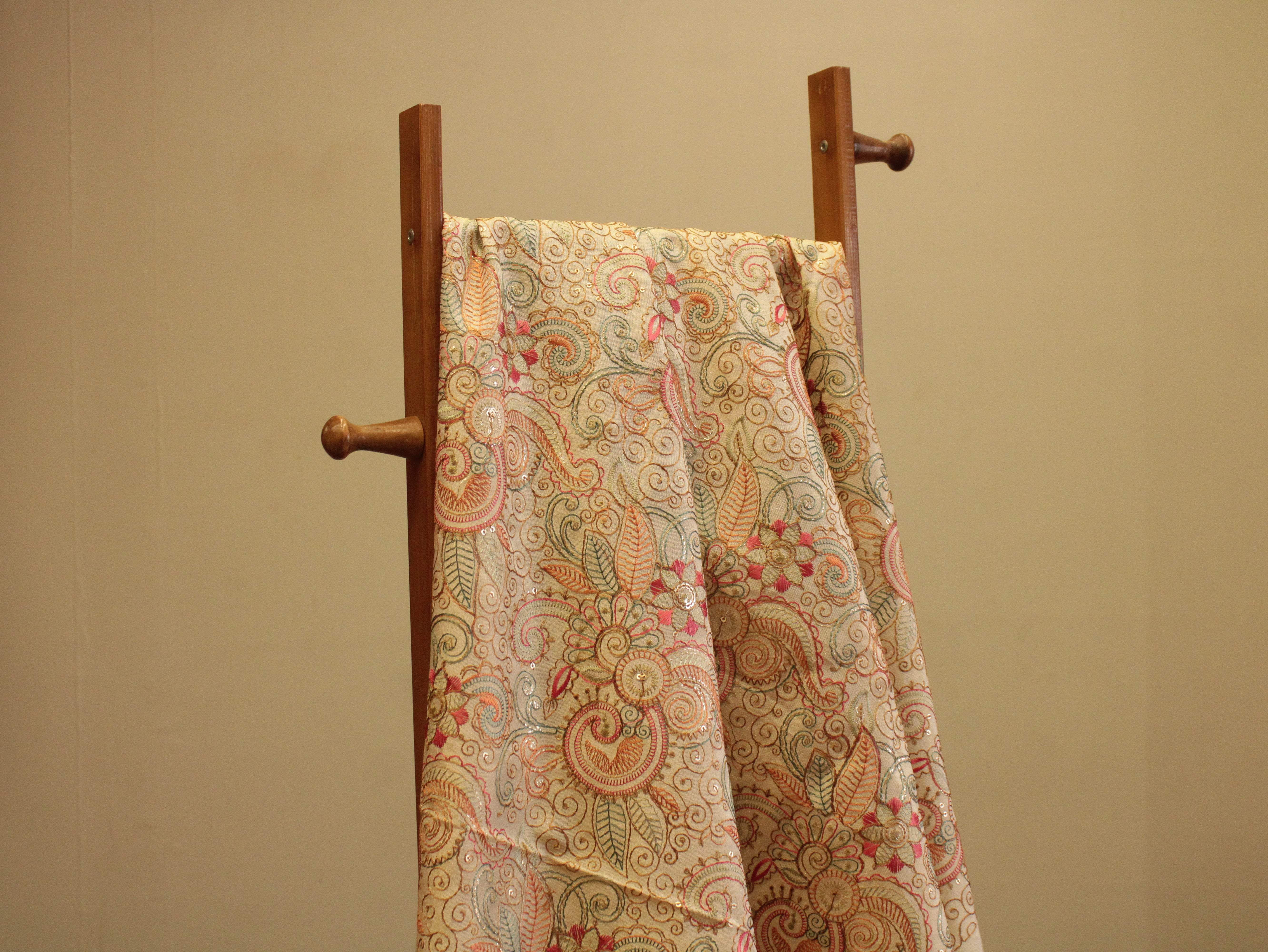 Premium Pure Tissue Fabric with Rich Thread Work - M'Foks
