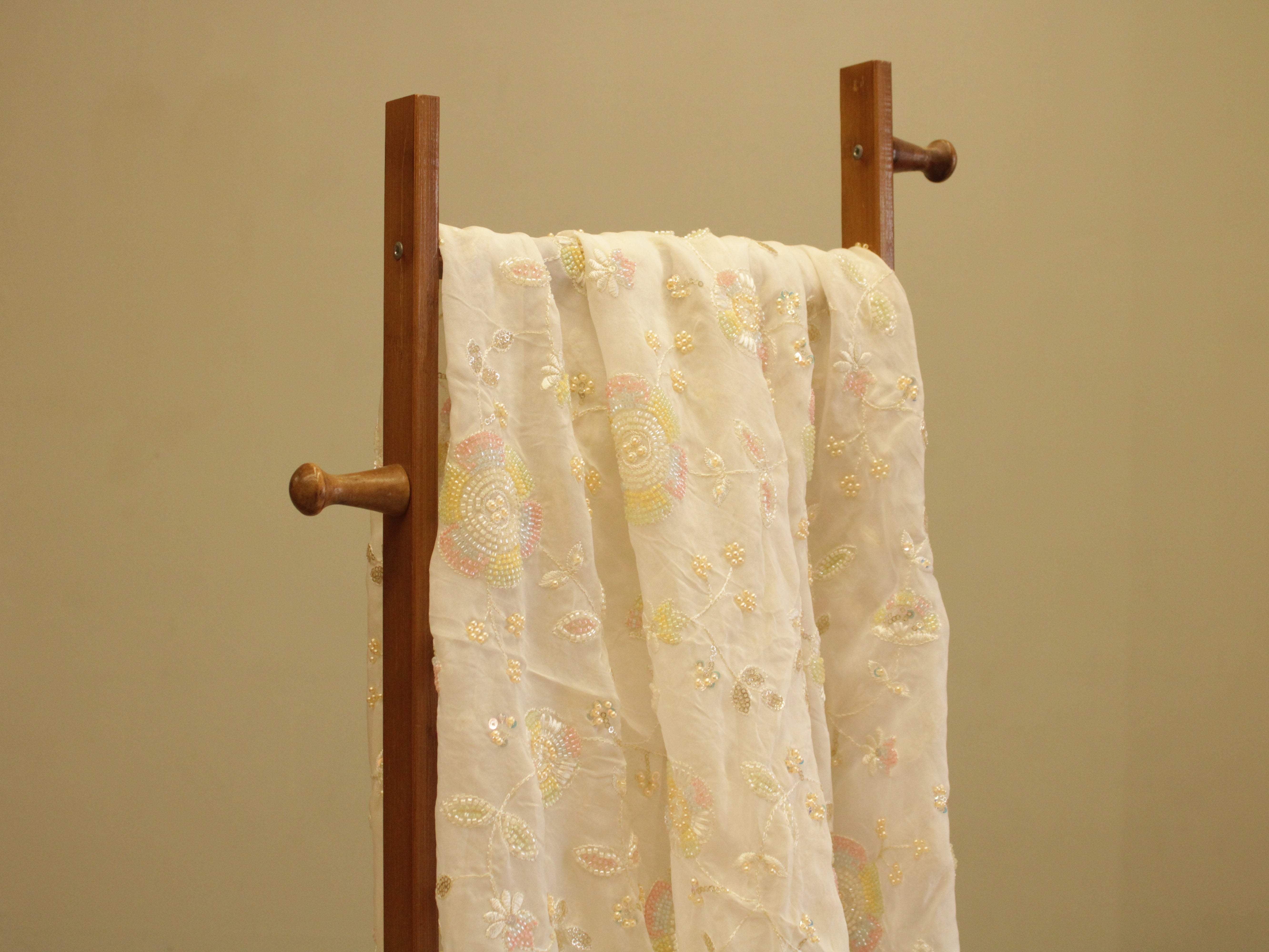Premium Pure Organza Fabric with Rich Pearl Work - M'Foks