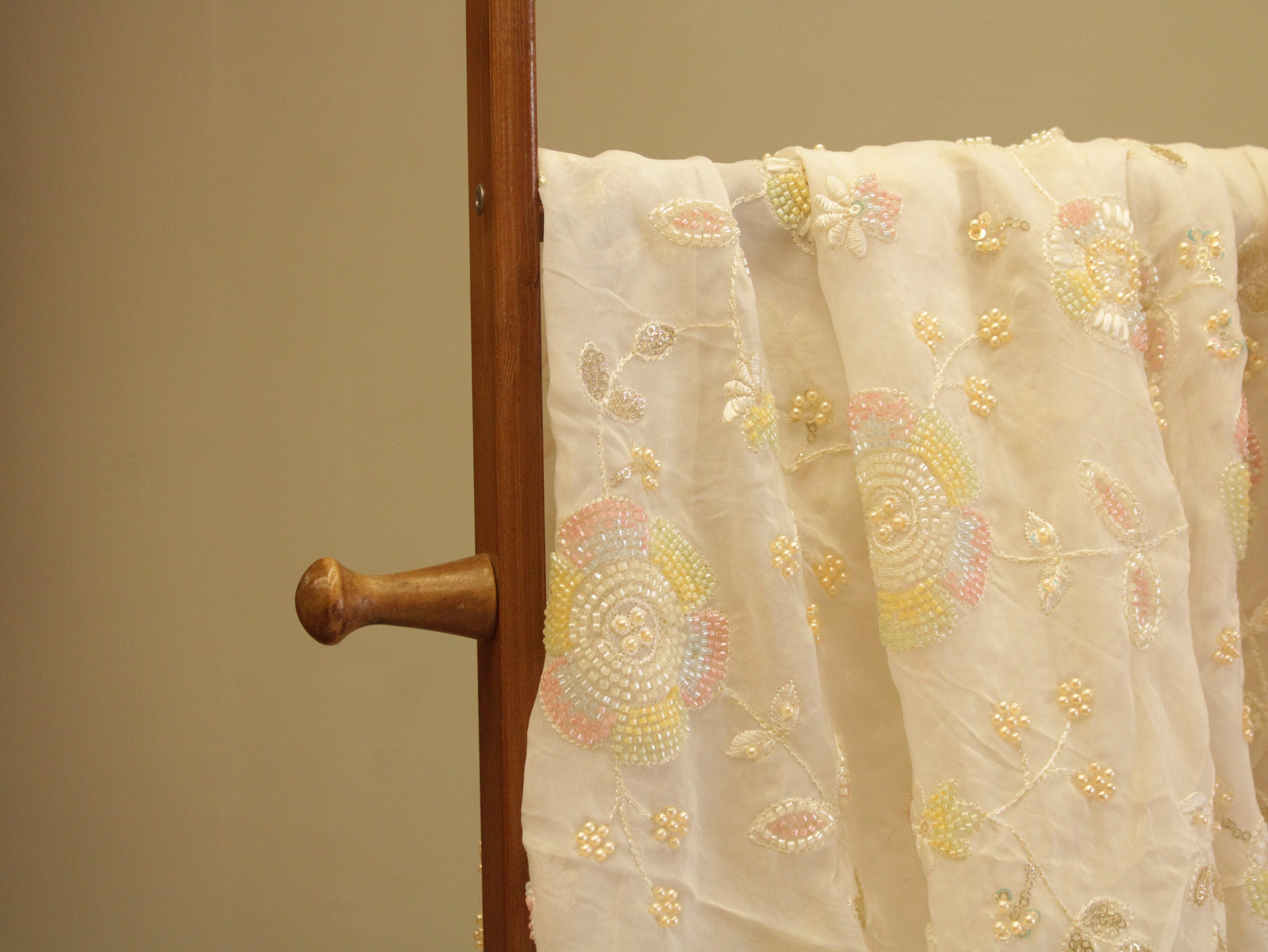 Premium Pure Organza Fabric with Rich Pearl Work - M'Foks