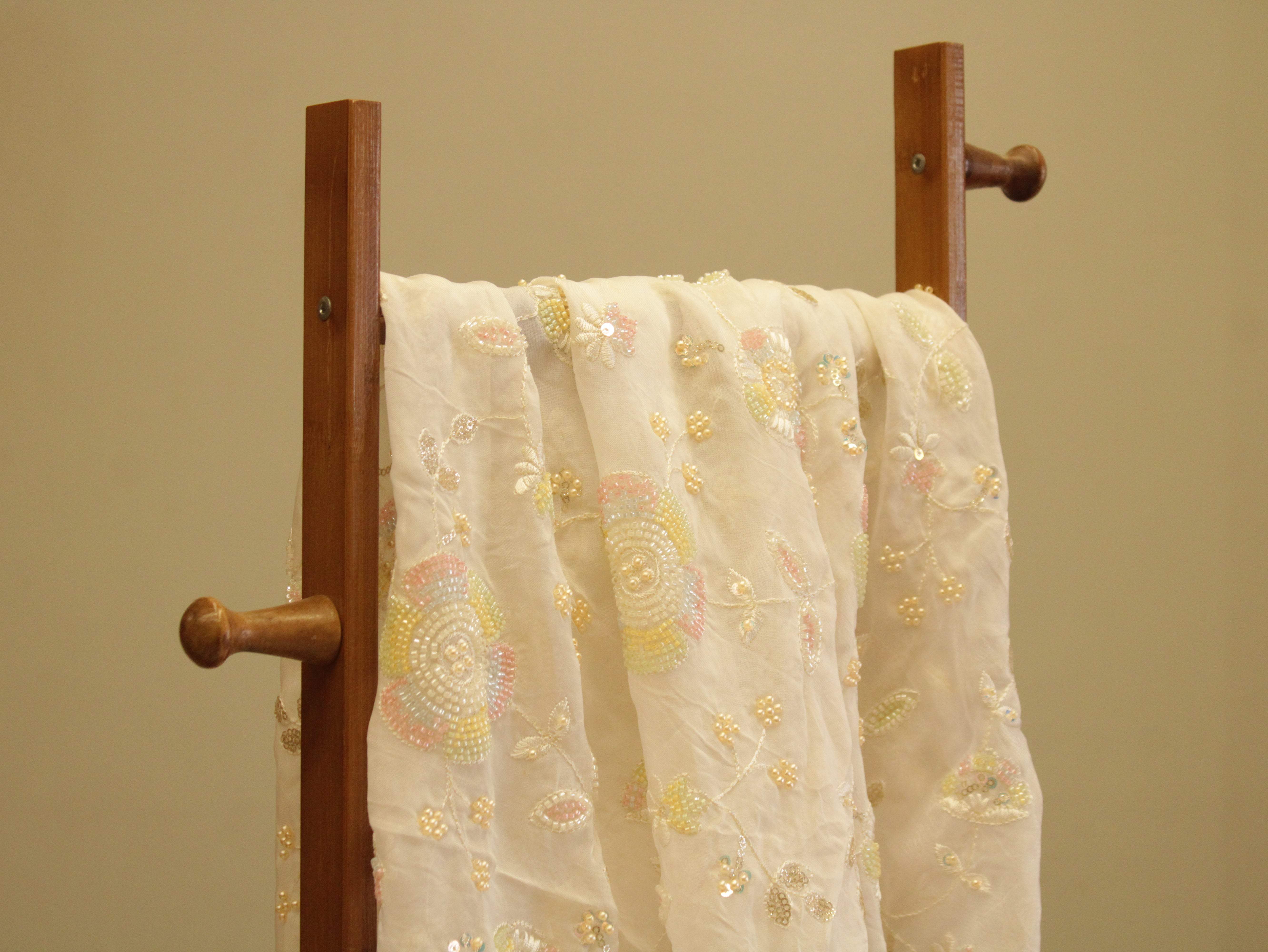 Premium Pure Organza Fabric with Rich Pearl Work - M'Foks