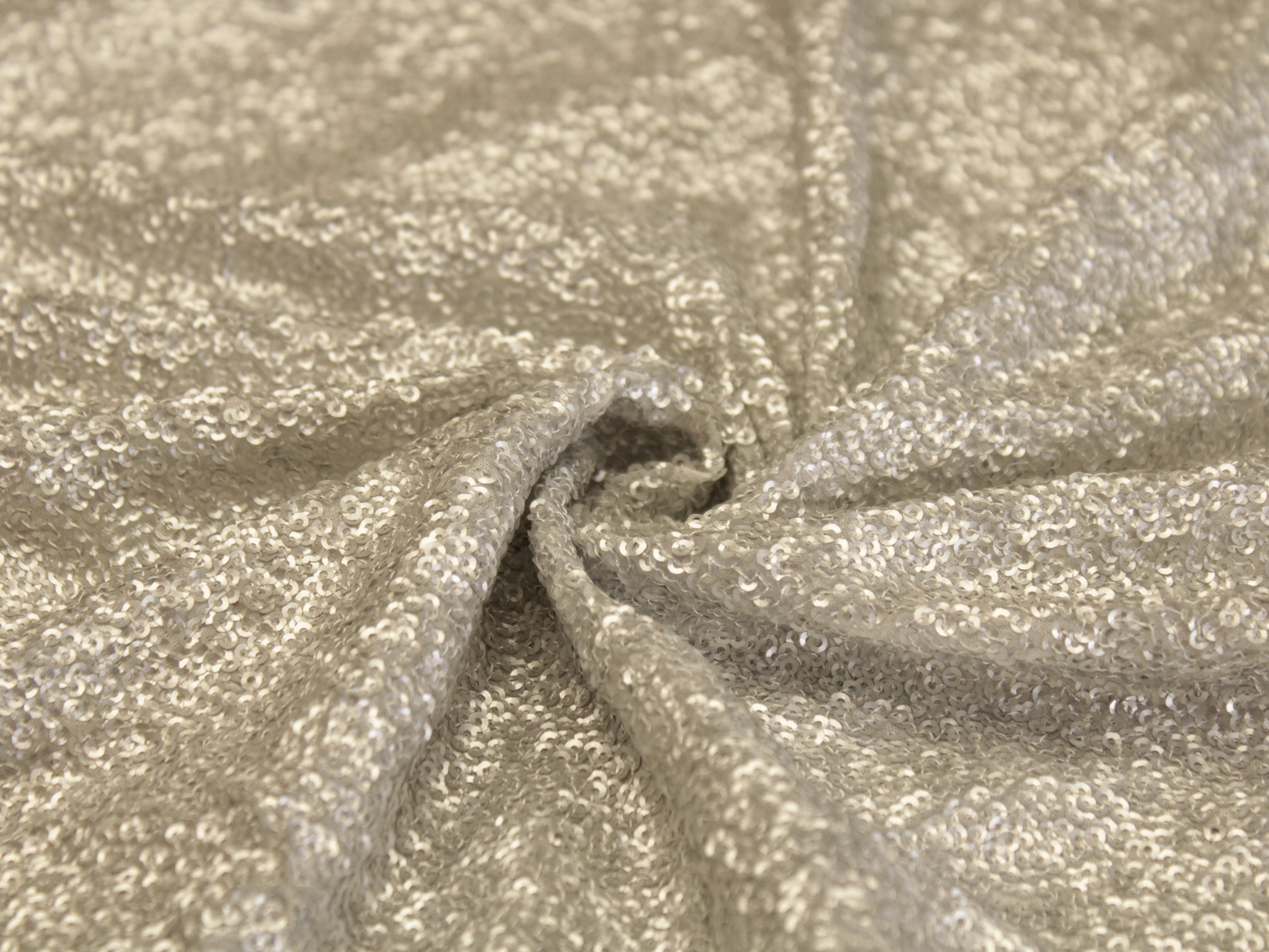 Glitter Sequin Bemberg Georgette Fabric - Silver