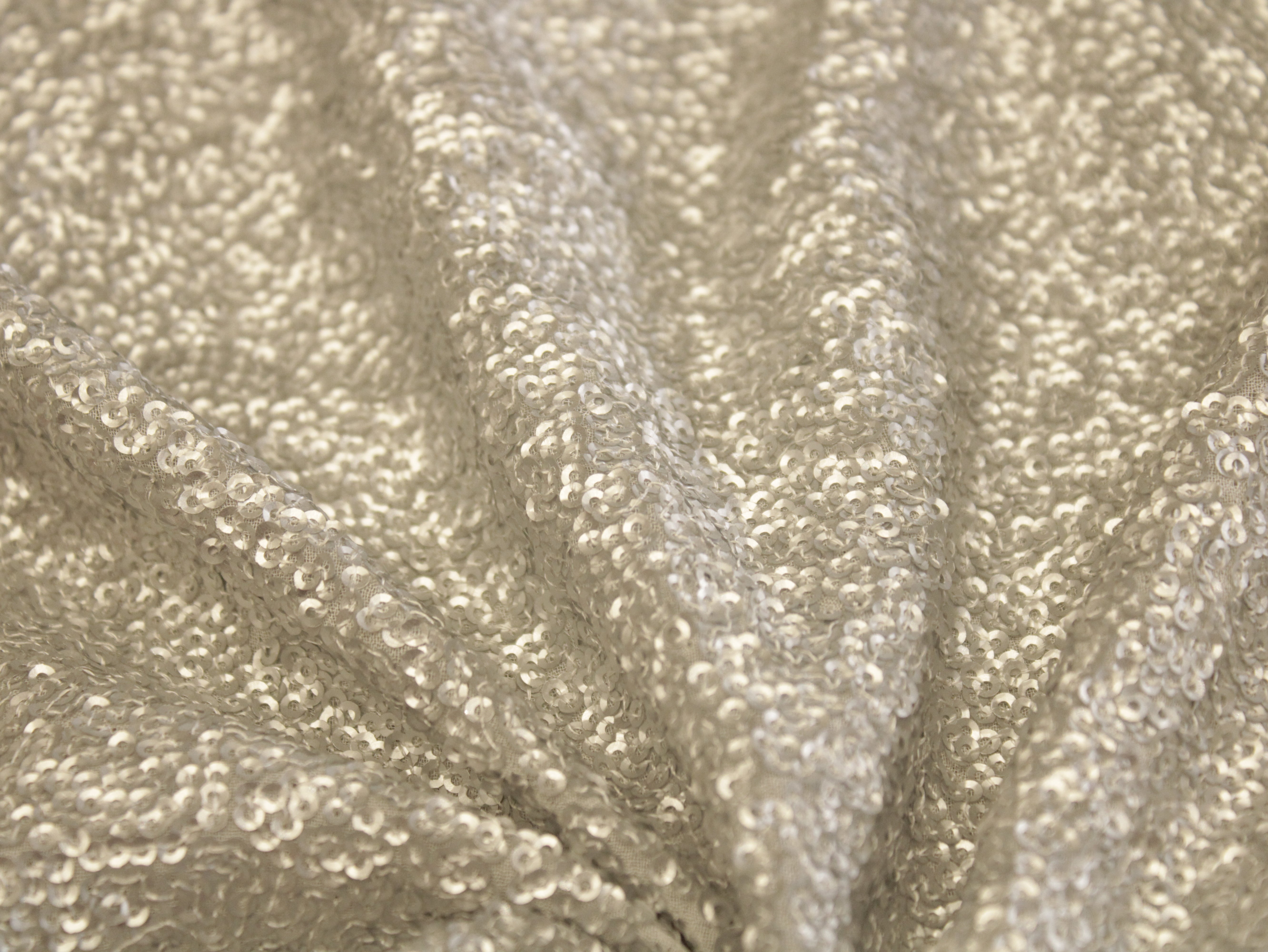 Glitter Sequin Bemberg Georgette Fabric - Silver