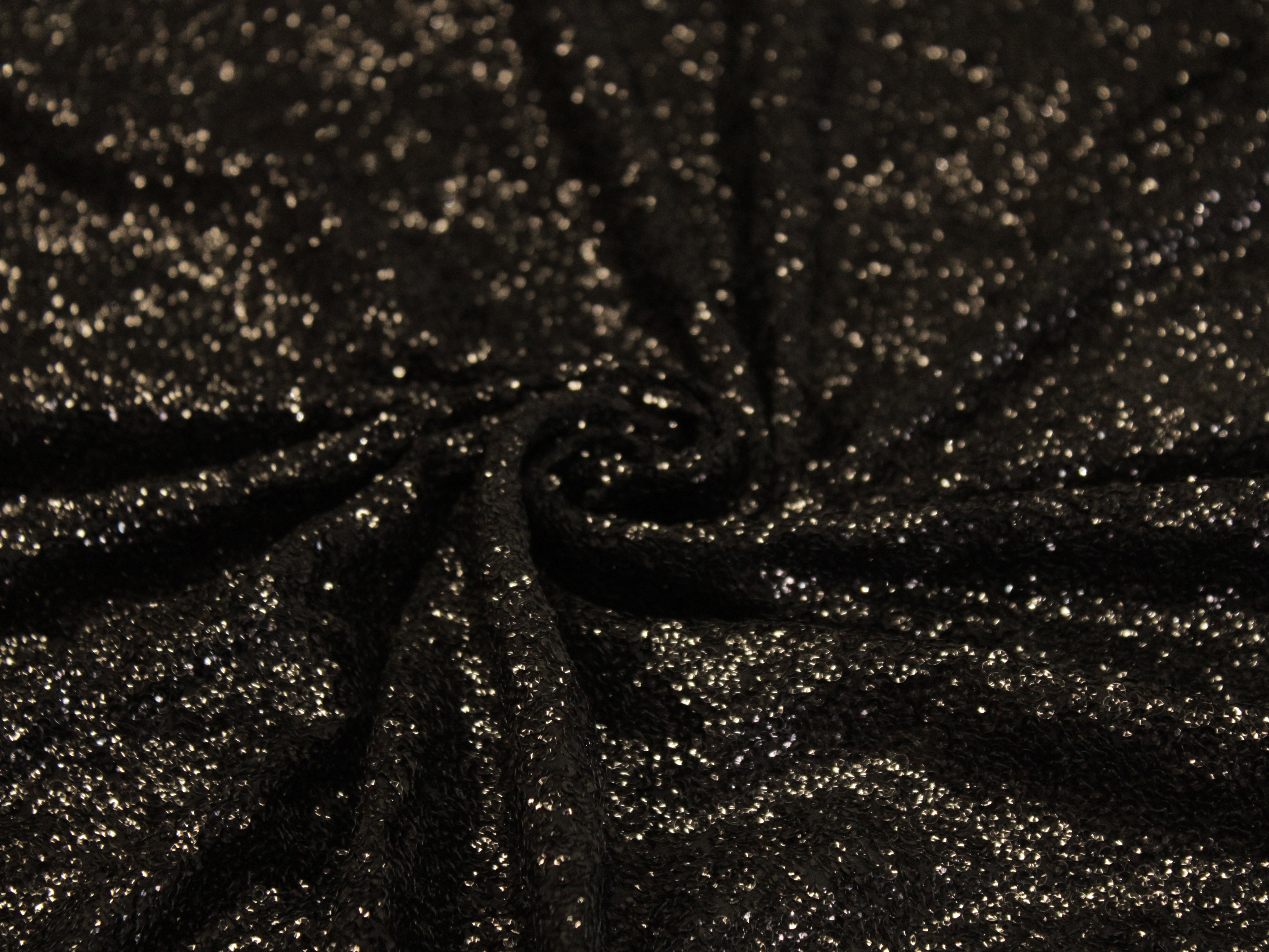 Glitter Sequin Bemberg Georgette Fabric - Black
