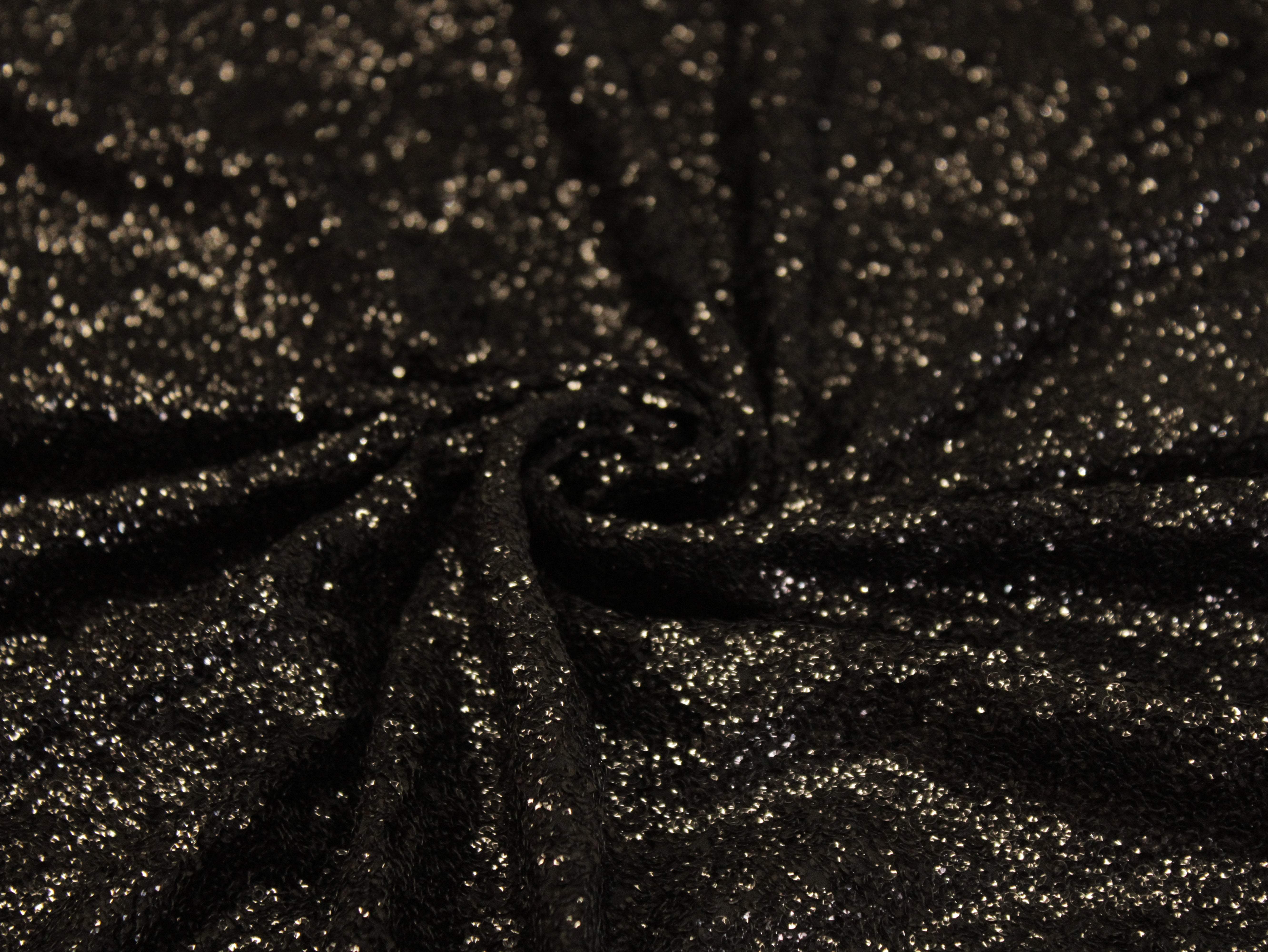 Glitter Sequin Bemberg Georgette Fabric - Black - M'Foks