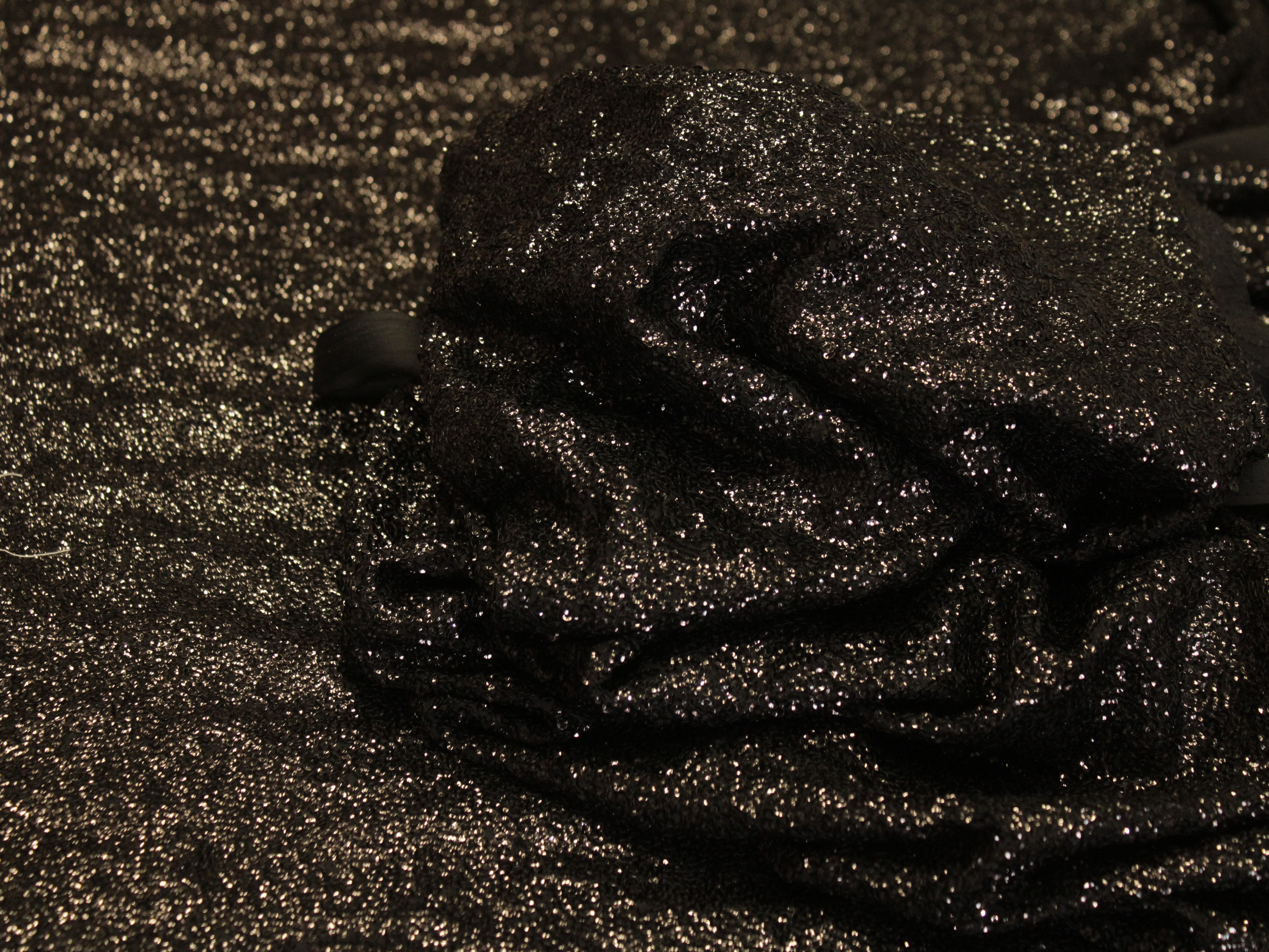 Glitter Sequin Bemberg Georgette Fabric - Black