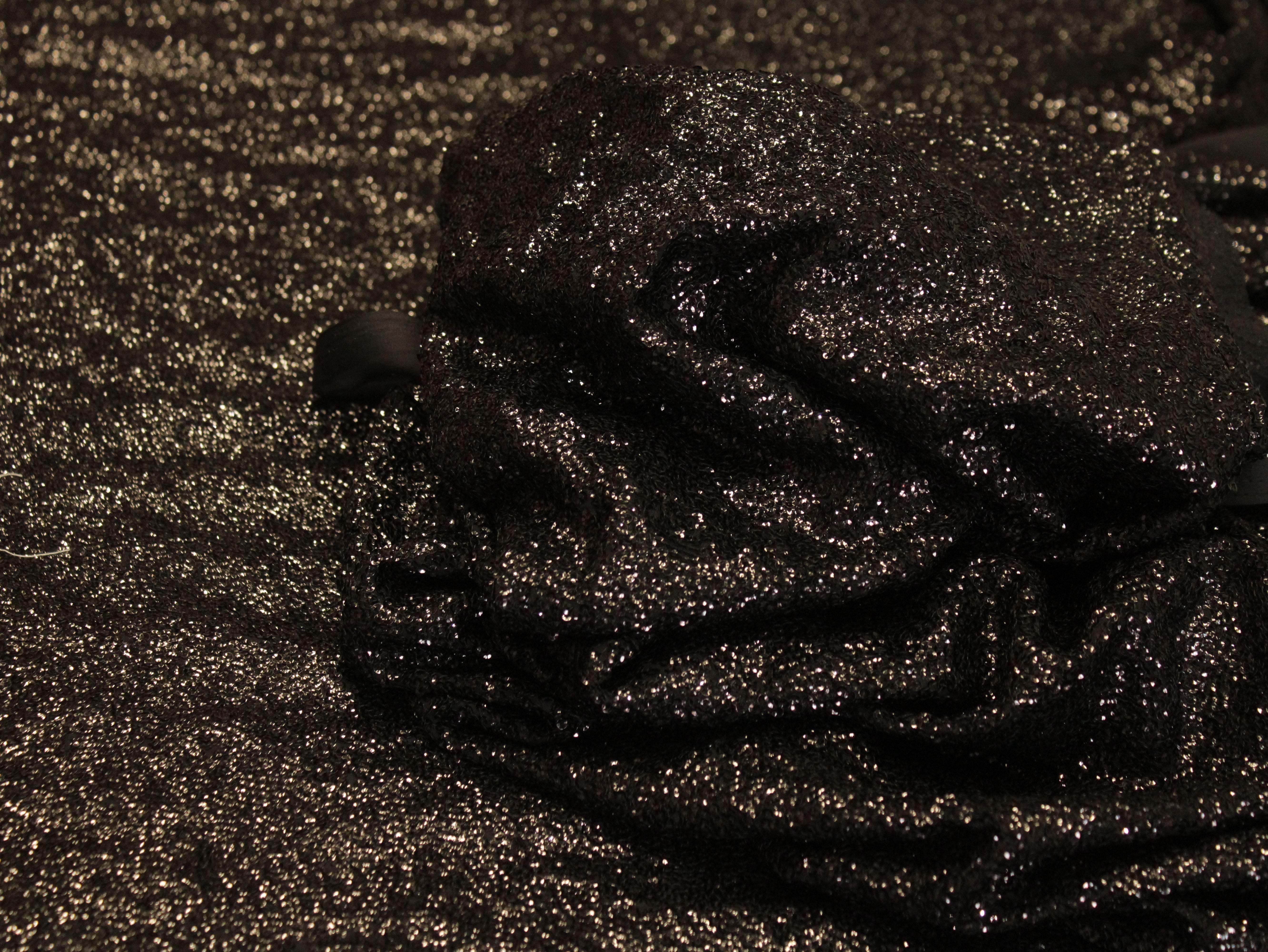 Glitter Sequin Bemberg Georgette Fabric - Black - M'Foks