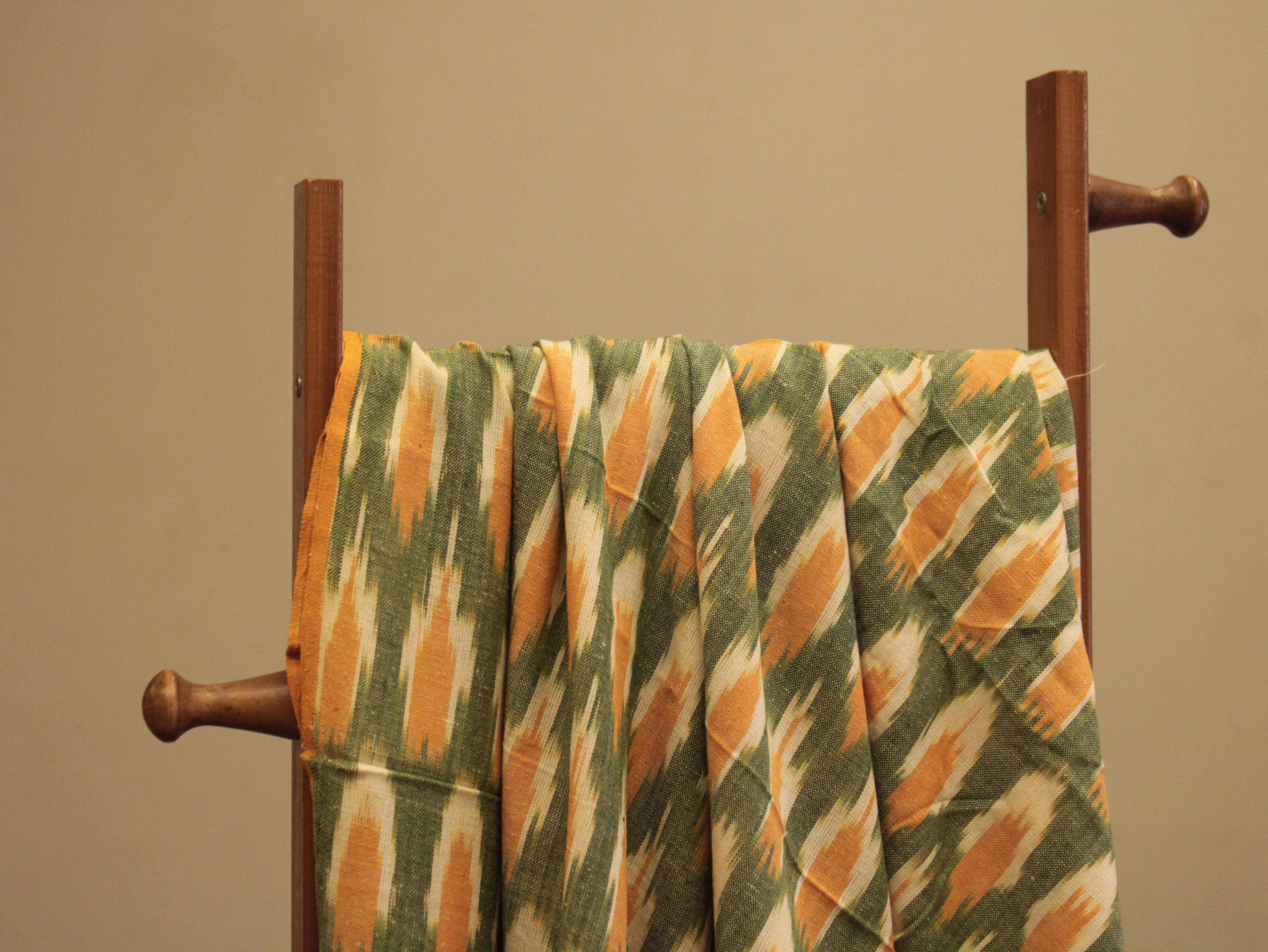 Ikat Woven Cotton Fabric - Green - M'Foks