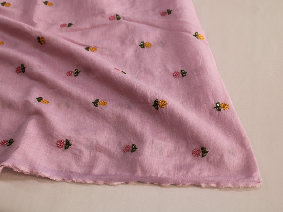 Mal Chanderi Embroidered Fabric | Lavender | 44 Inch