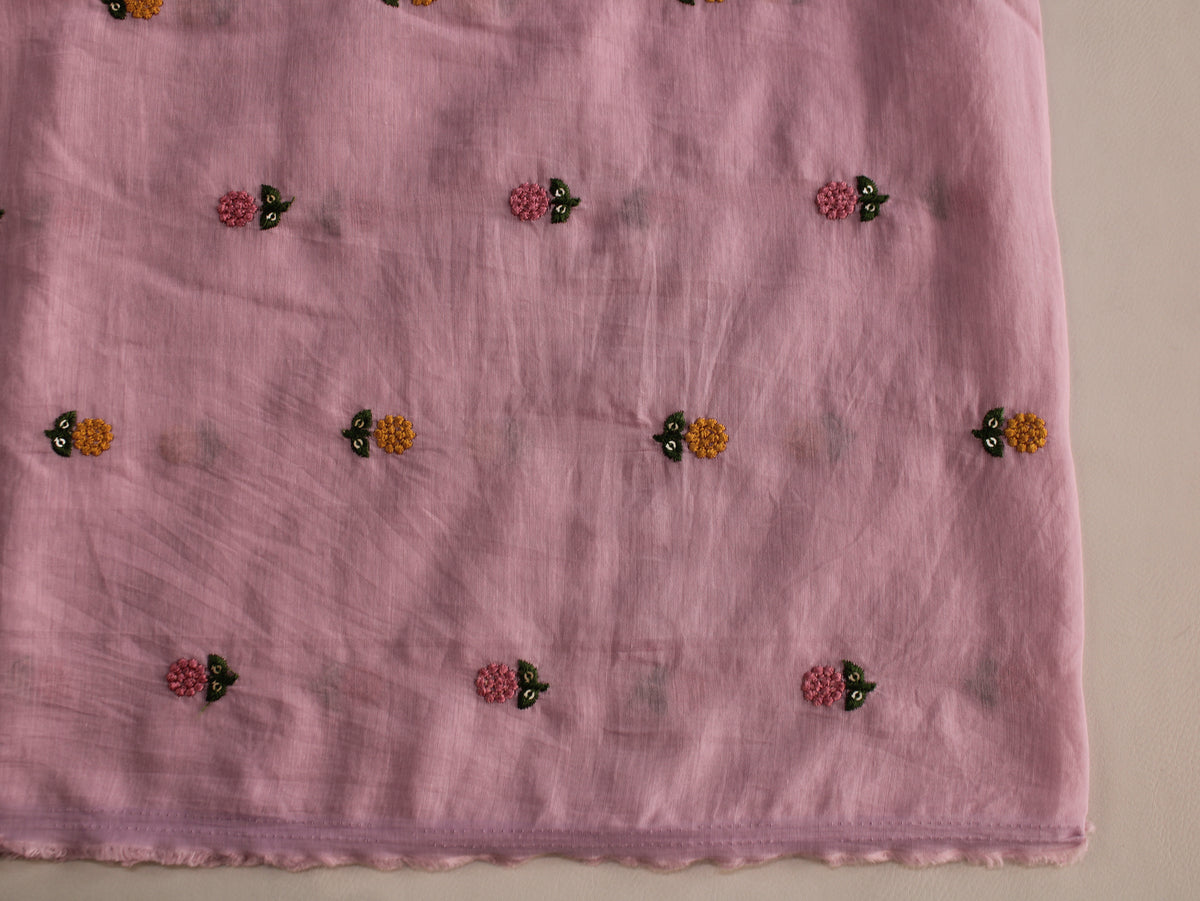 Mal Chanderi Embroidered Fabric | Lavender | 44 Inch
