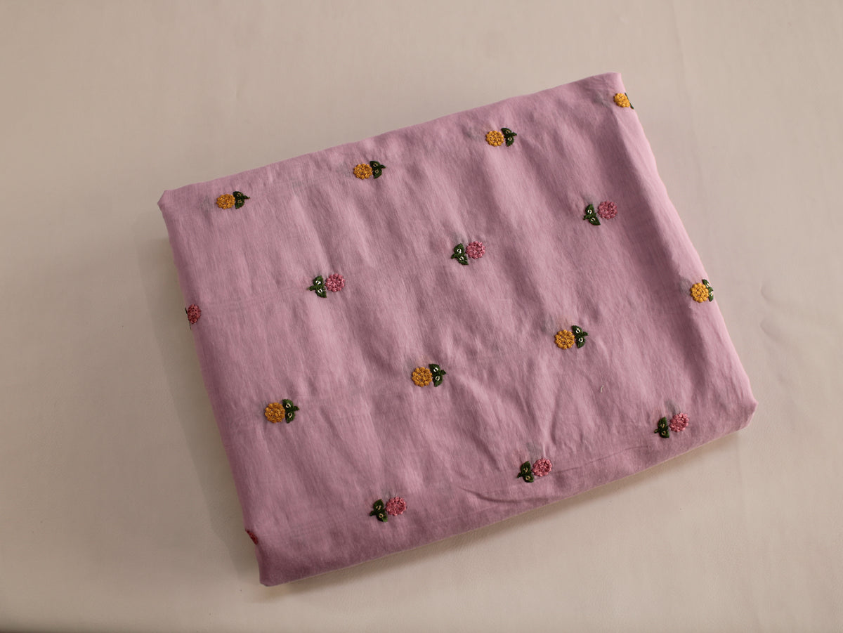 Mal Chanderi Embroidered Fabric | Lavender | 44 Inch