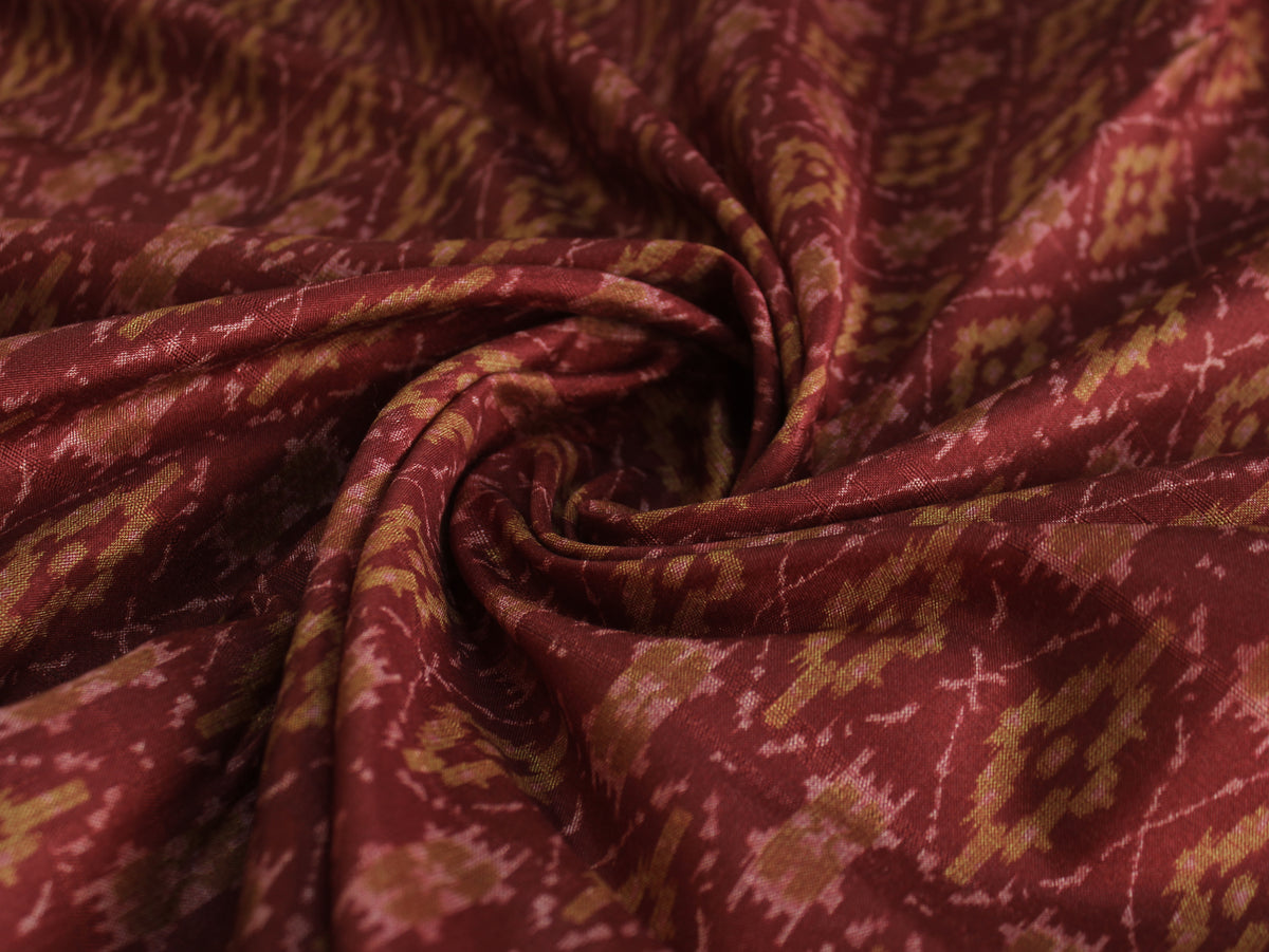 Tissu imprimé Ikat effet Matka de soie artificielle