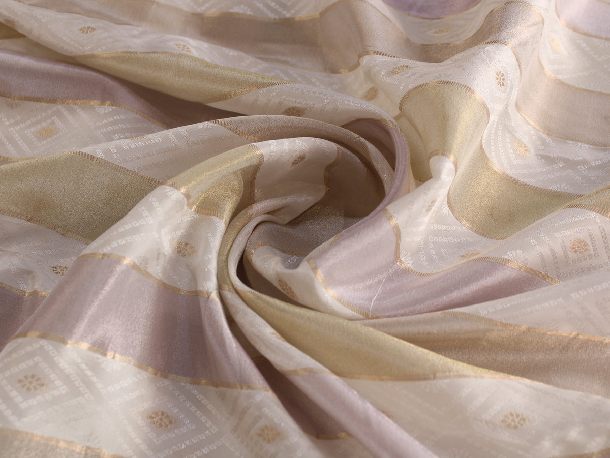 Upada Silk Jacquard Weft Stripe Fabric | 44 Inch