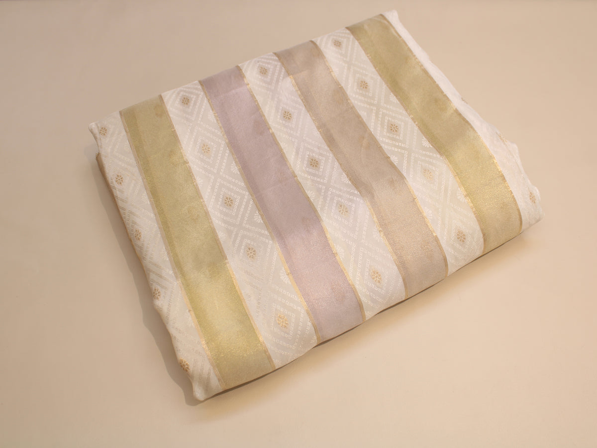 Upada Silk Jacquard Weft Stripe Fabric | 44 Inch