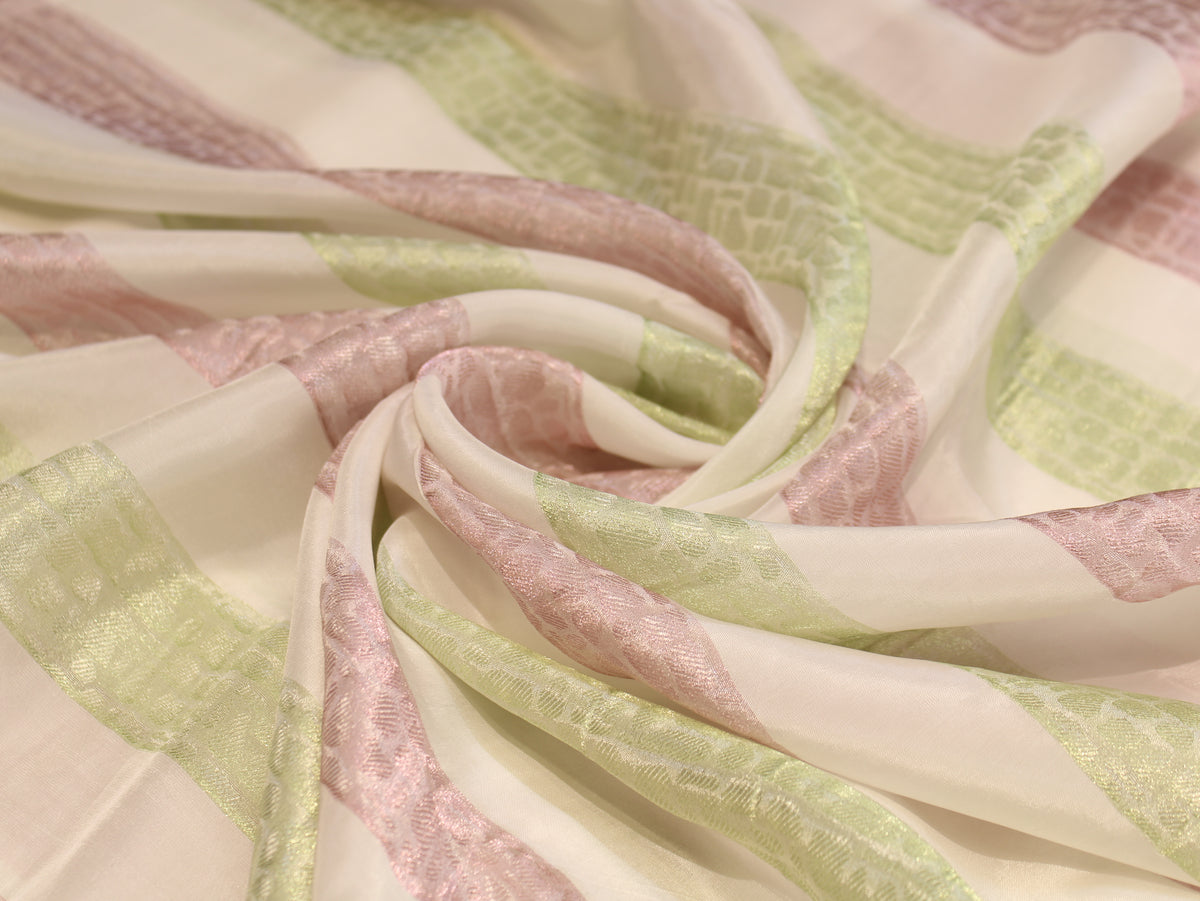 Tissu Jacquard Rayé Auto-Tissé Cosmos – Finition Pastel Multicolore