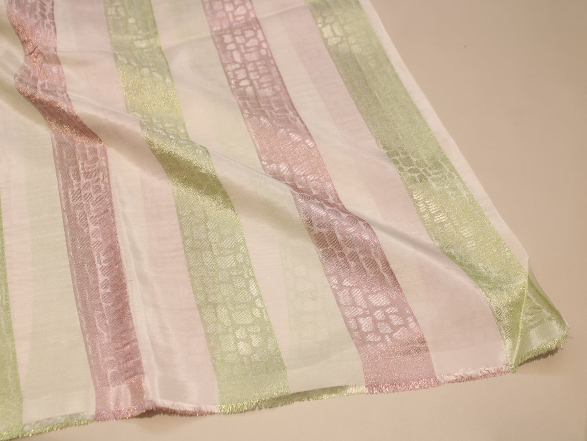 Tissu Jacquard Rayé Auto-Tissé Cosmos – Finition Pastel Multicolore