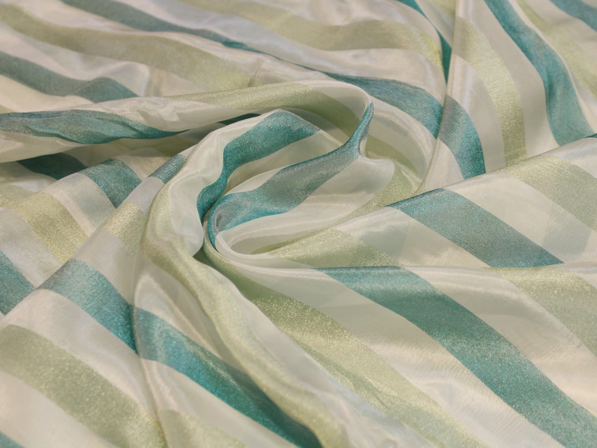 Tissu Jacquard Rayé Auto-Tissé Cosmos – Finition Pastel Multicolore