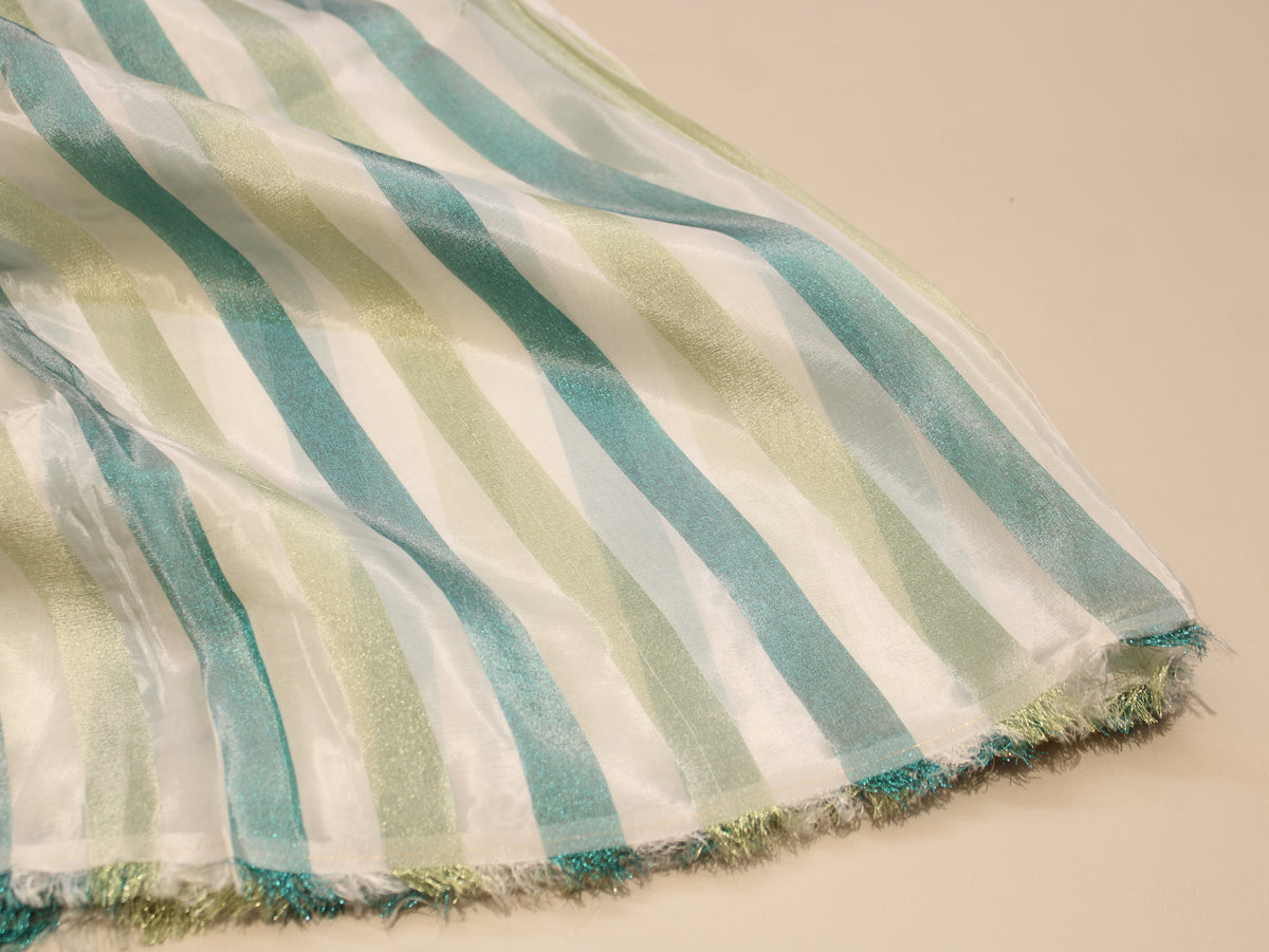 Tissu Jacquard Rayé Auto-Tissé Cosmos – Finition Pastel Multicolore