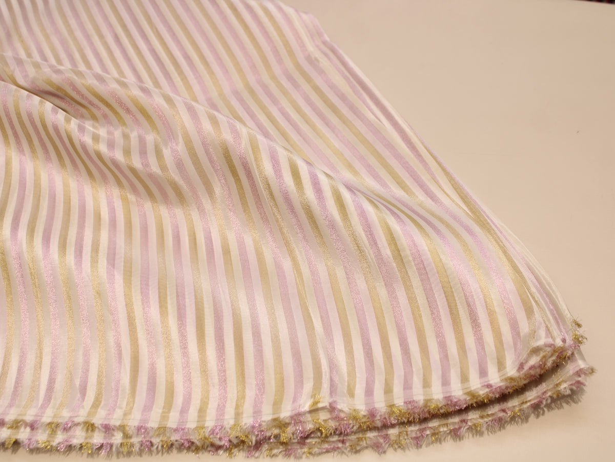 Tissu Jacquard Rayé Auto-Tissé Cosmos – Finition Pastel Multicolore