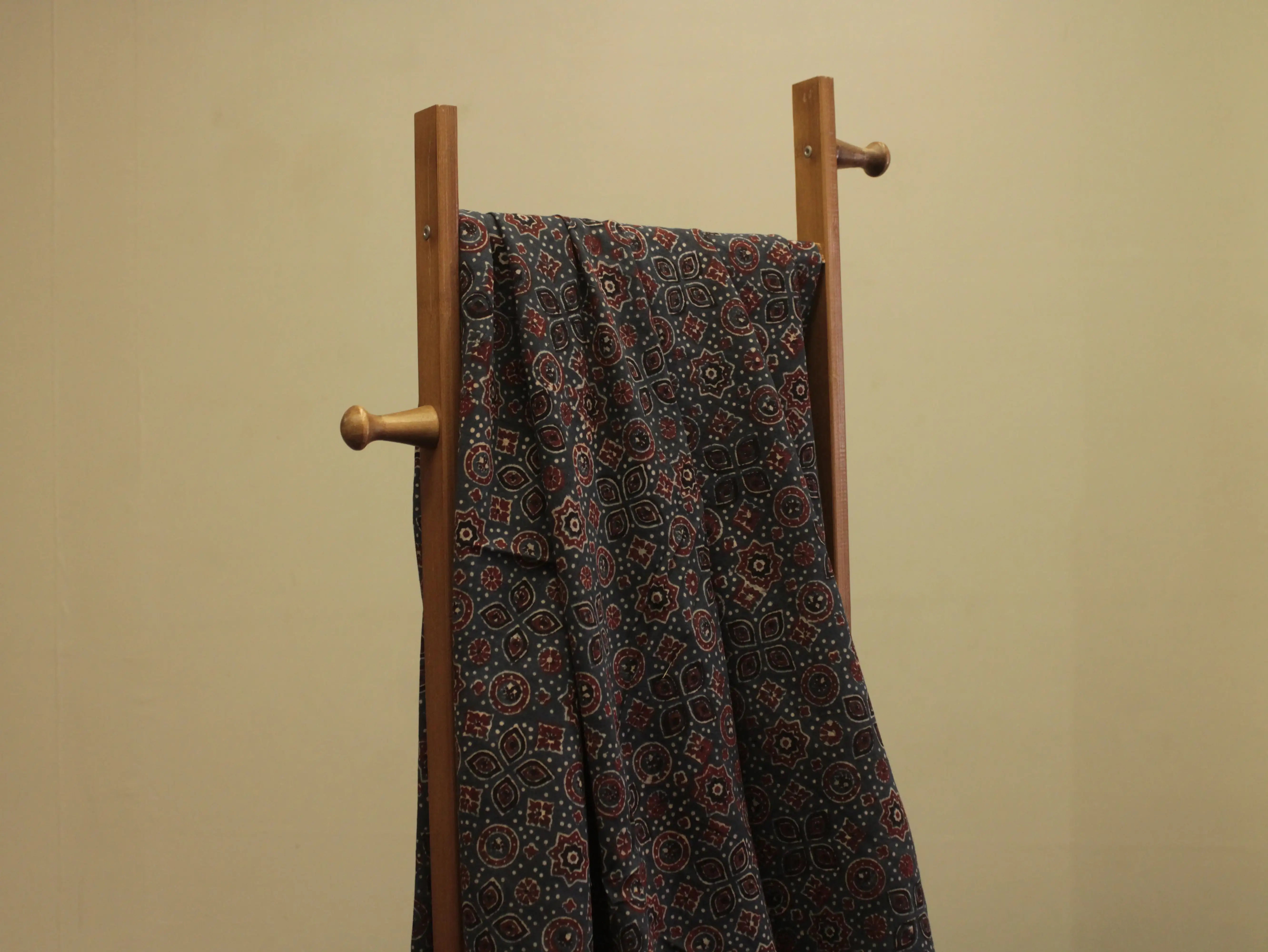 Premium Cotton Ajrakh Hand Block Print Fabric - Indigo