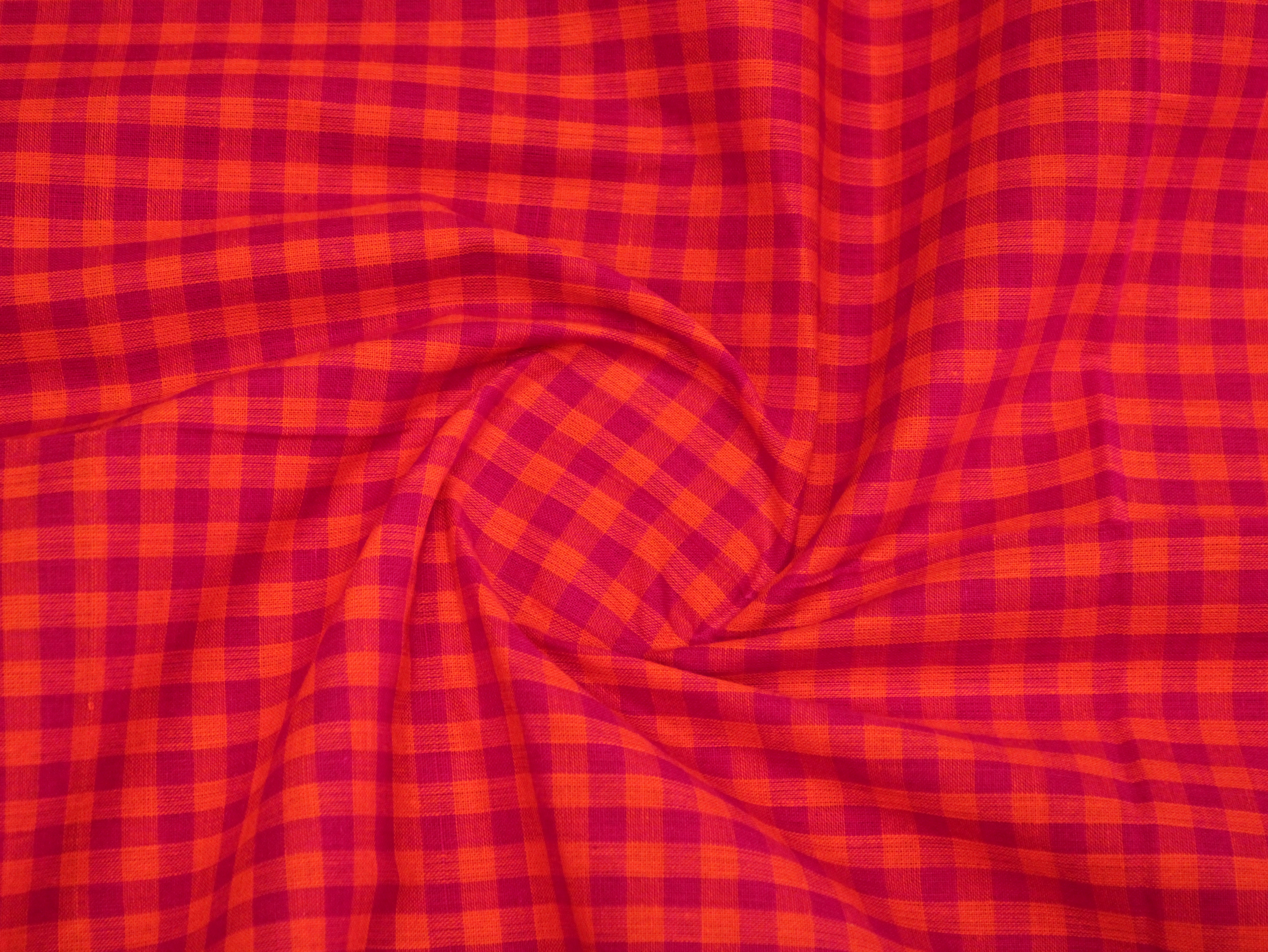 Checked Handloom Pure Cotton Woven Fabric