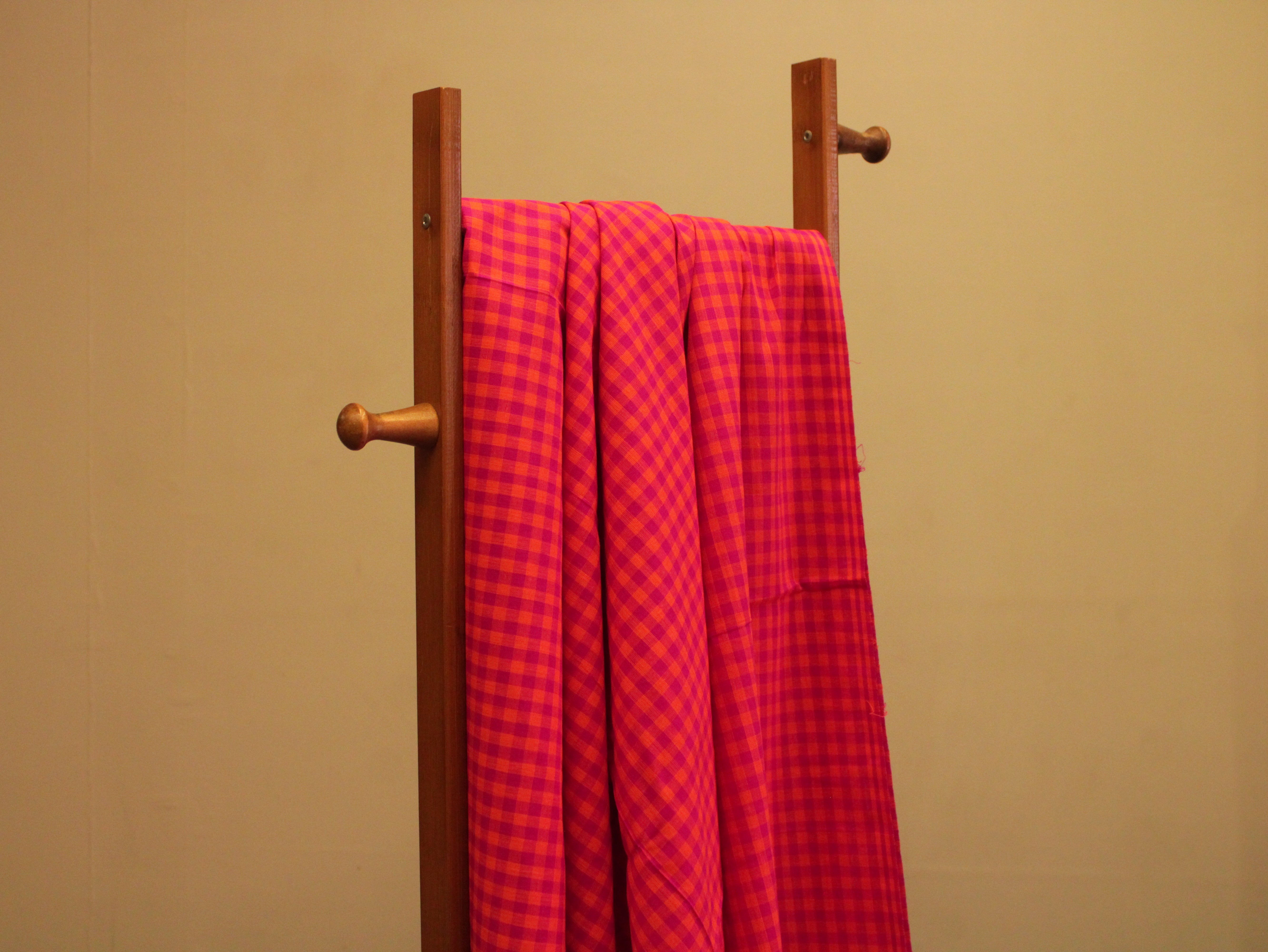 Checked Handloom Pure Cotton Woven Fabric
