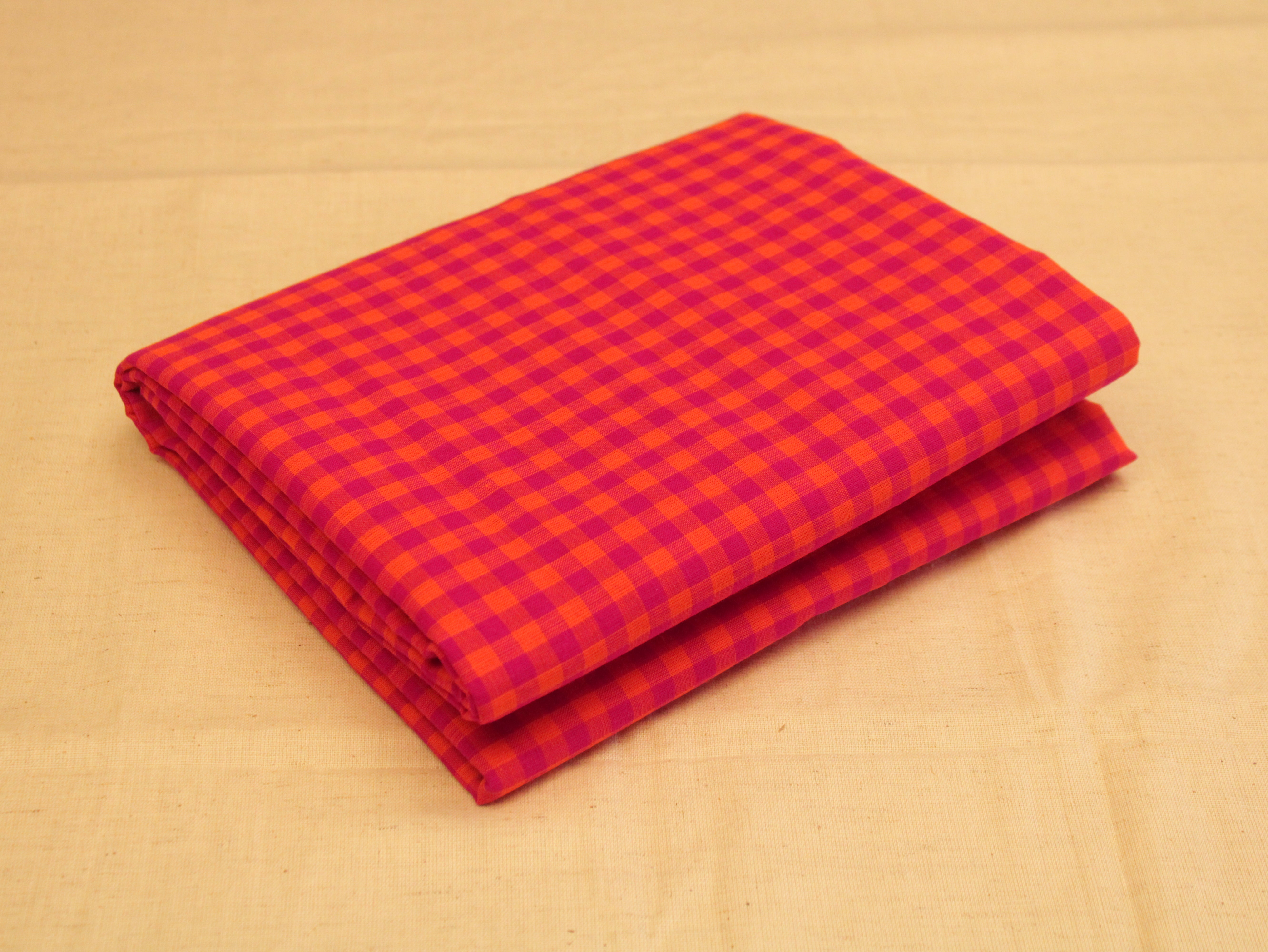 Checked Handloom Pure Cotton Woven Fabric