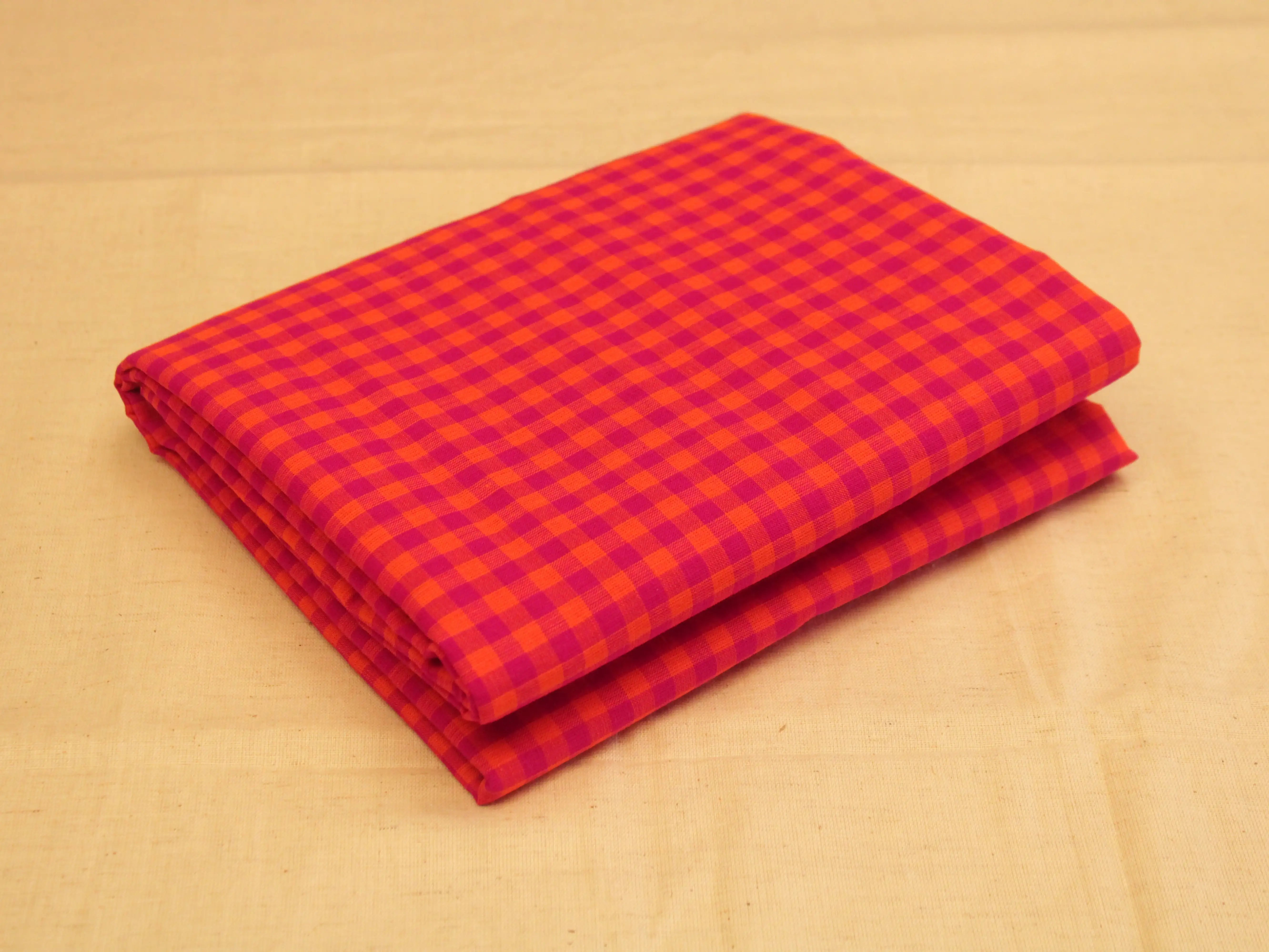 Checked Handloom Pure Cotton Woven Fabric