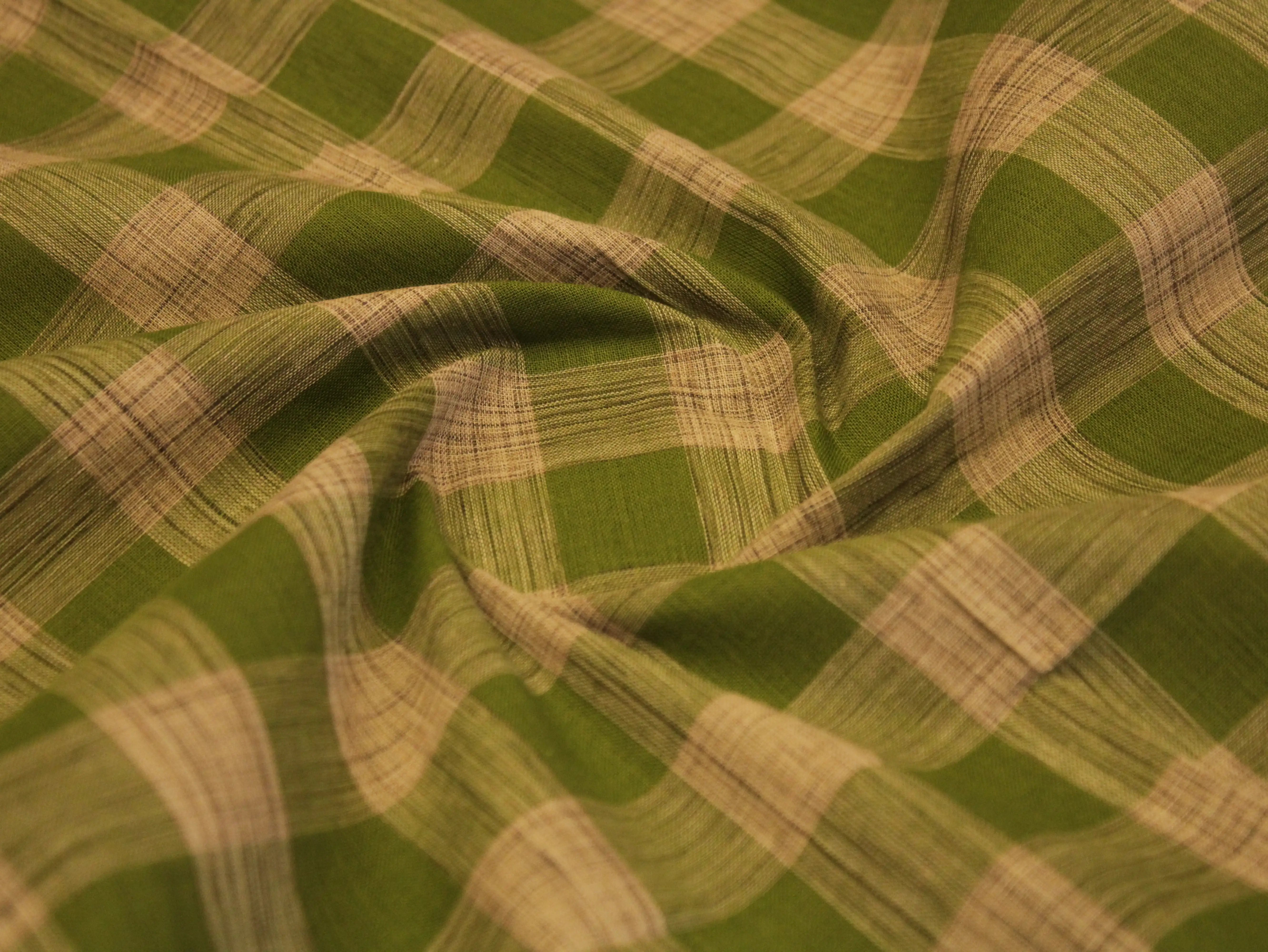 Checked Handloom Pure Cotton Woven Fabric