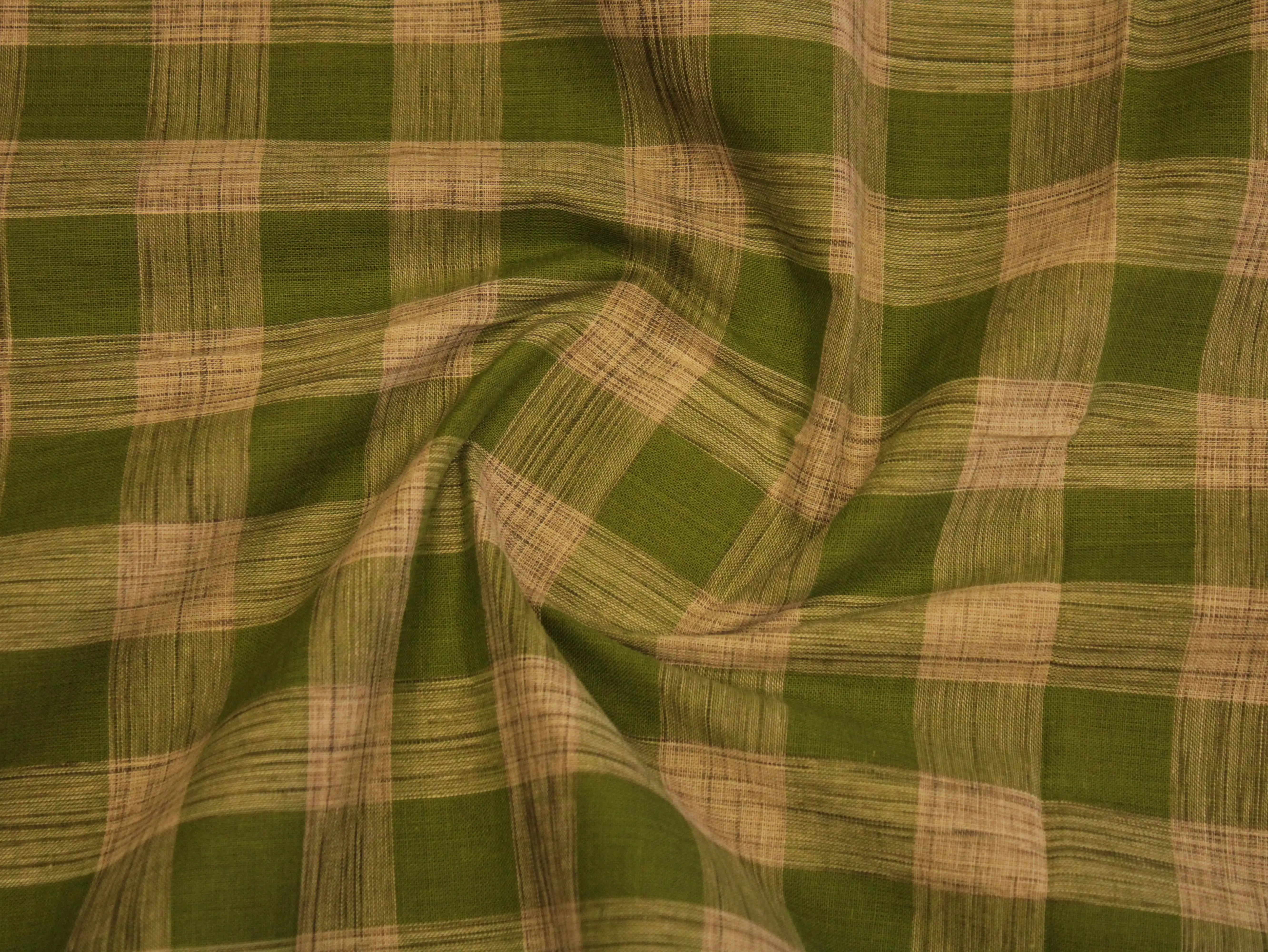 Checked Handloom Pure Cotton Woven Fabric
