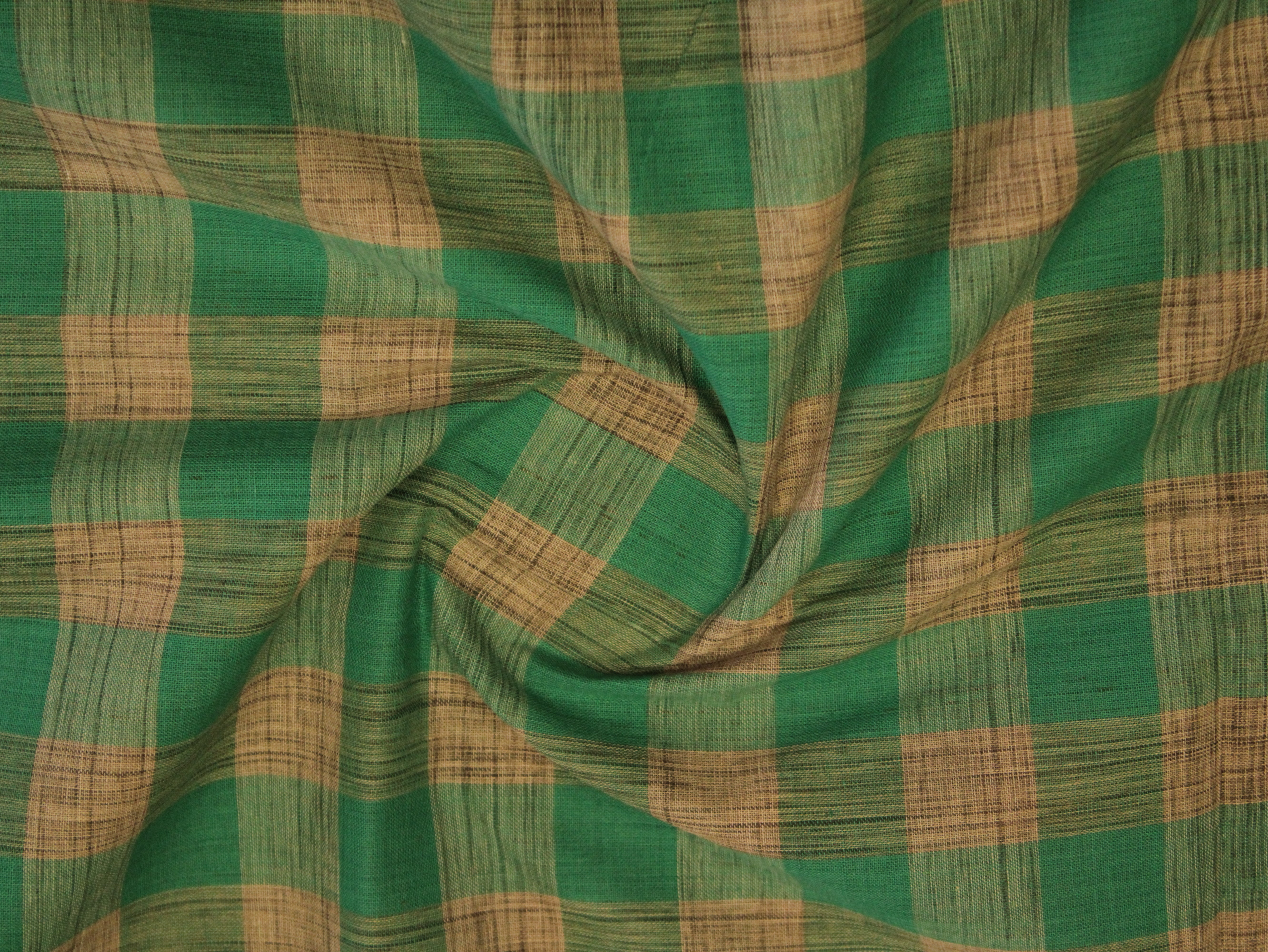 Checked Handloom Pure Cotton Woven Fabric