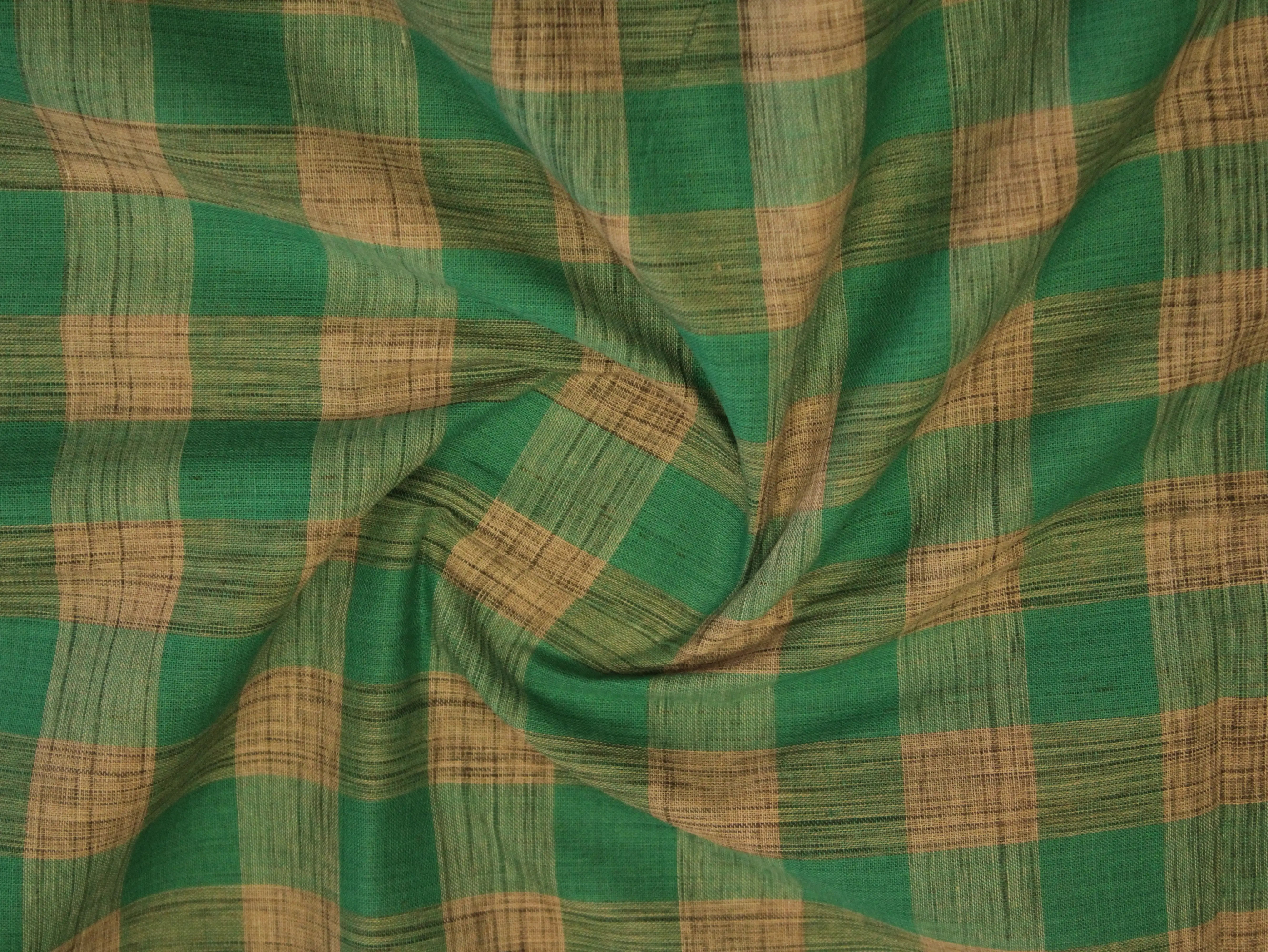 Checked Handloom Pure Cotton Woven Fabric