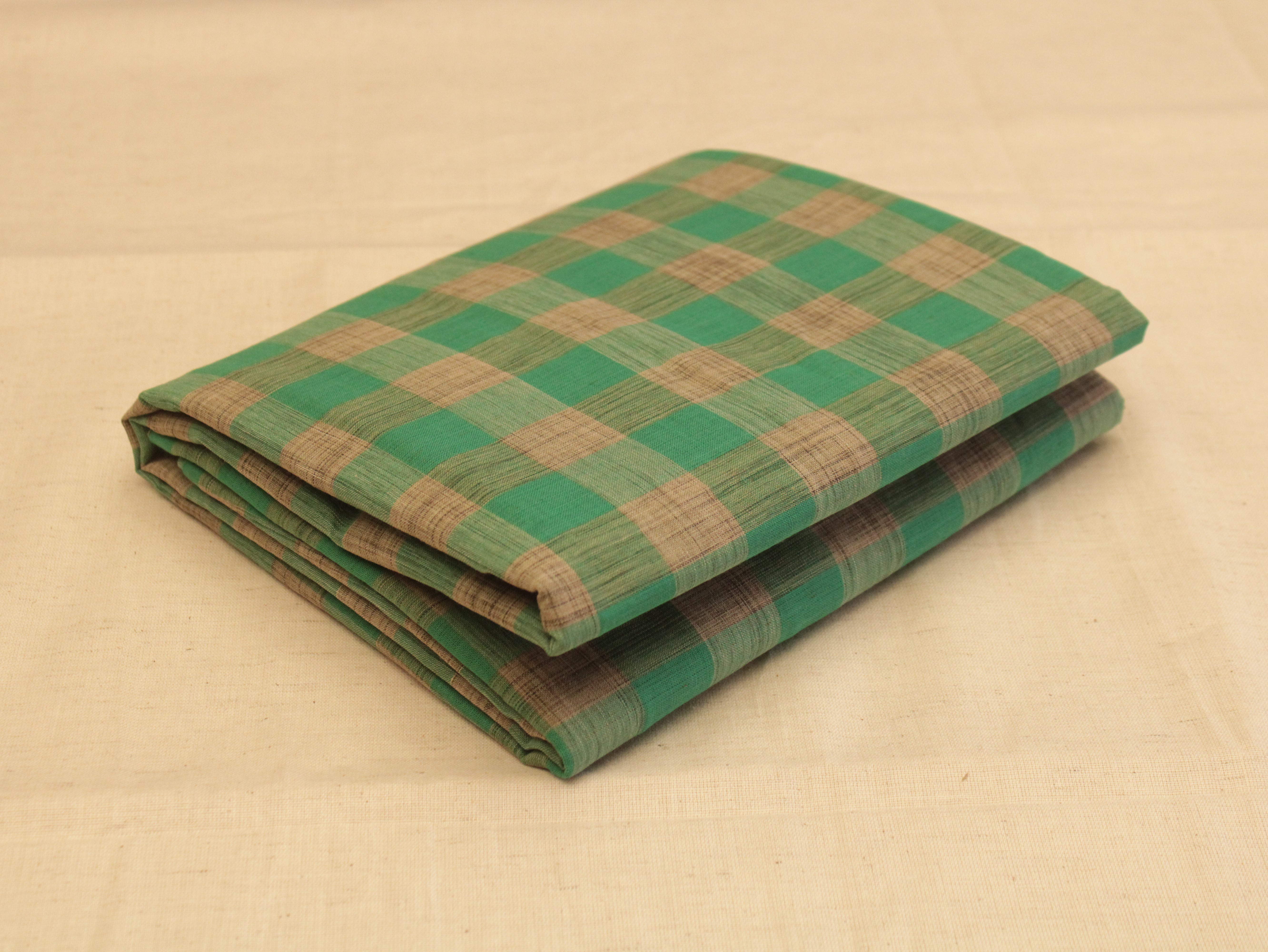 Checked Handloom Pure Cotton Woven Fabric