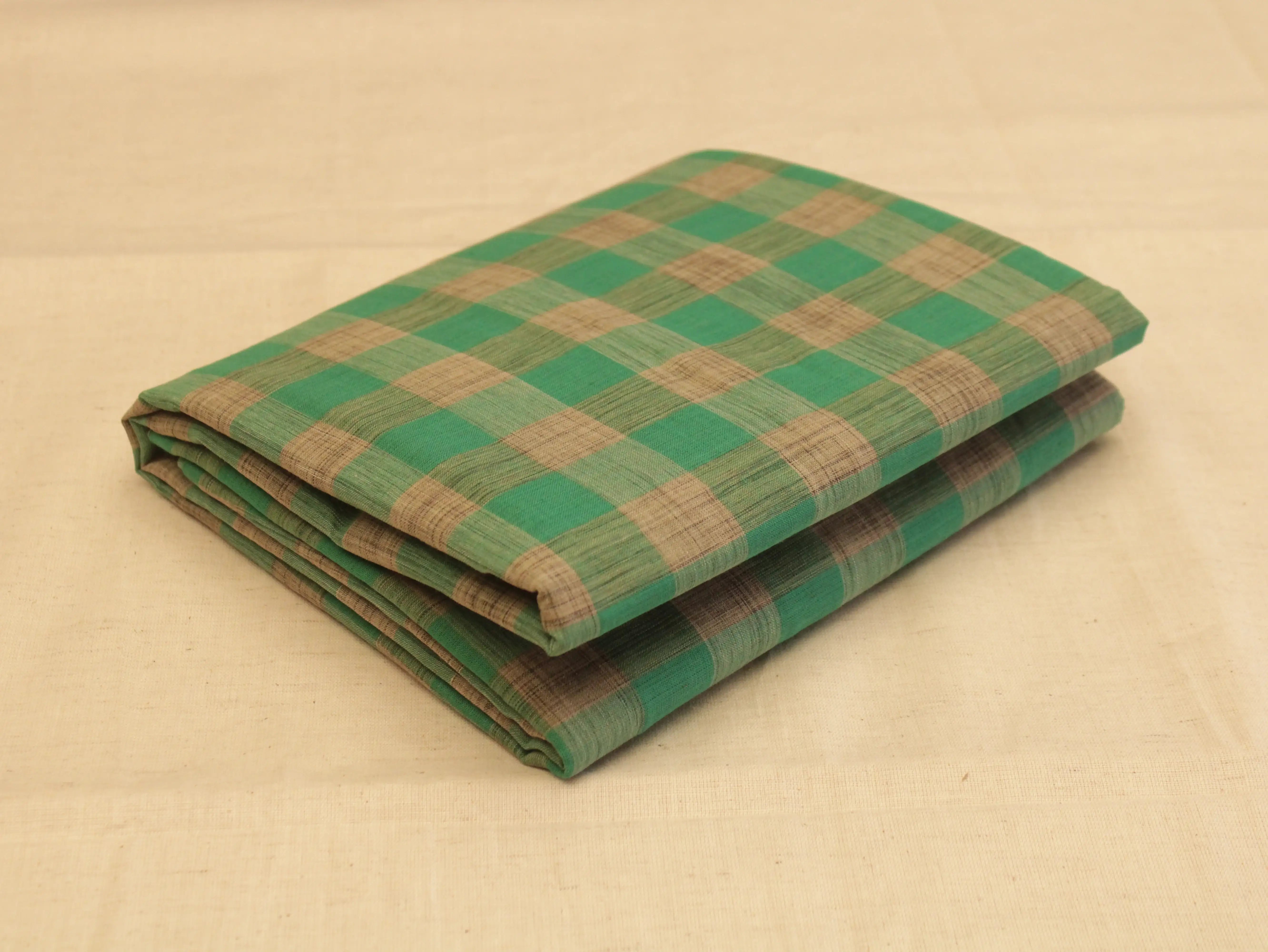 Checked Handloom Pure Cotton Woven Fabric