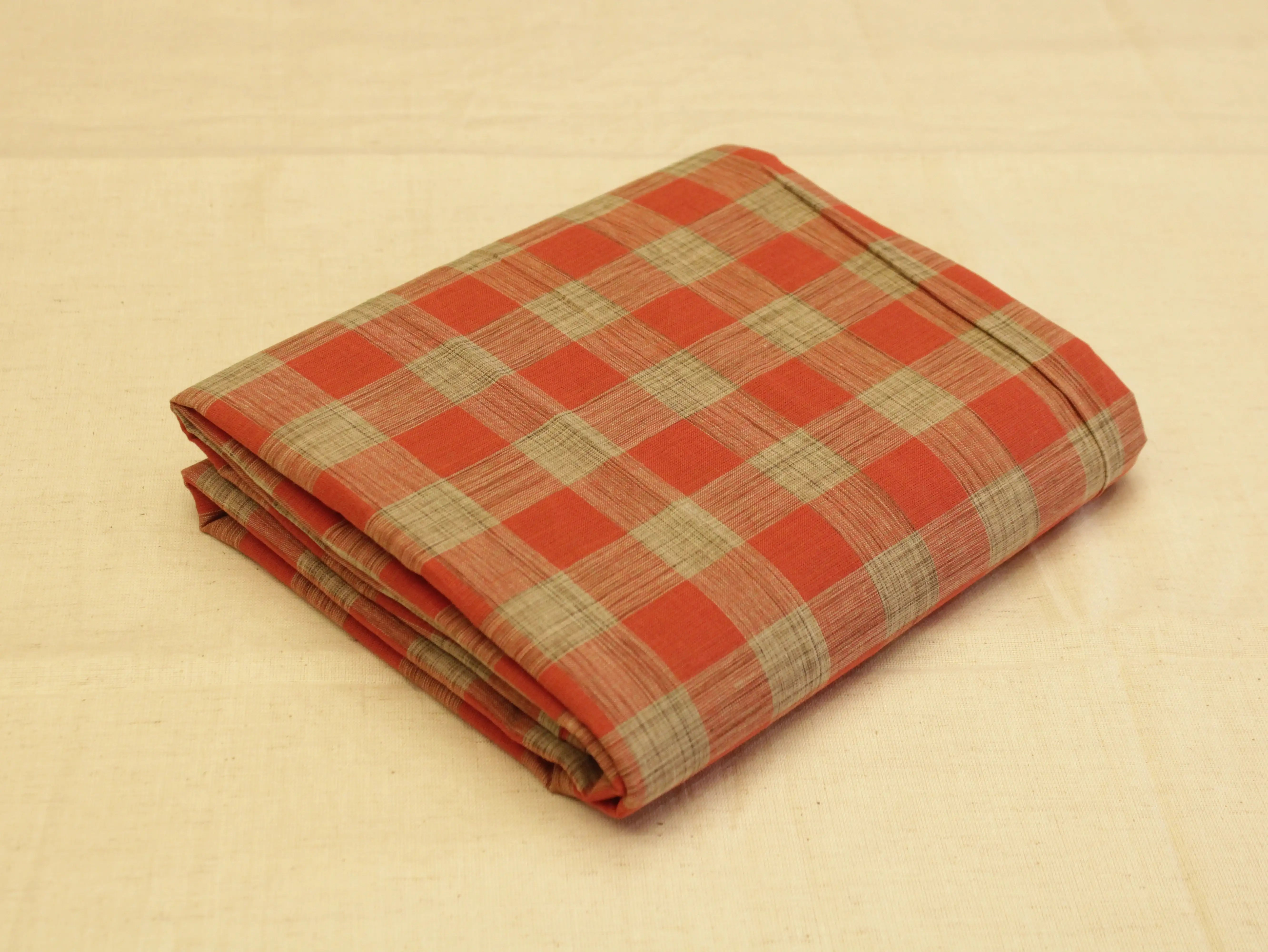 Checked Handloom Pure Cotton Woven Fabric