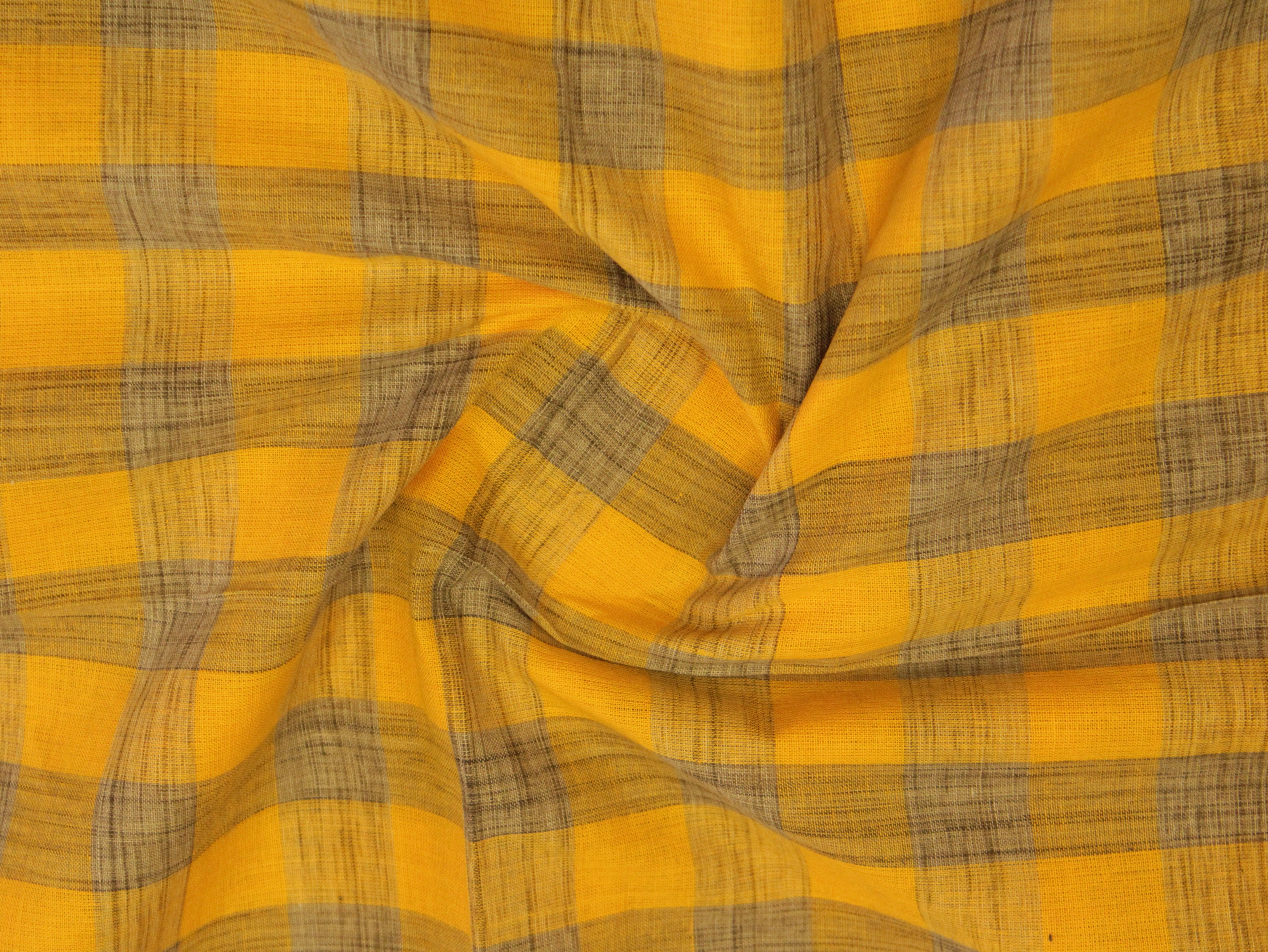 Checked Handloom Pure Cotton Woven Fabric
