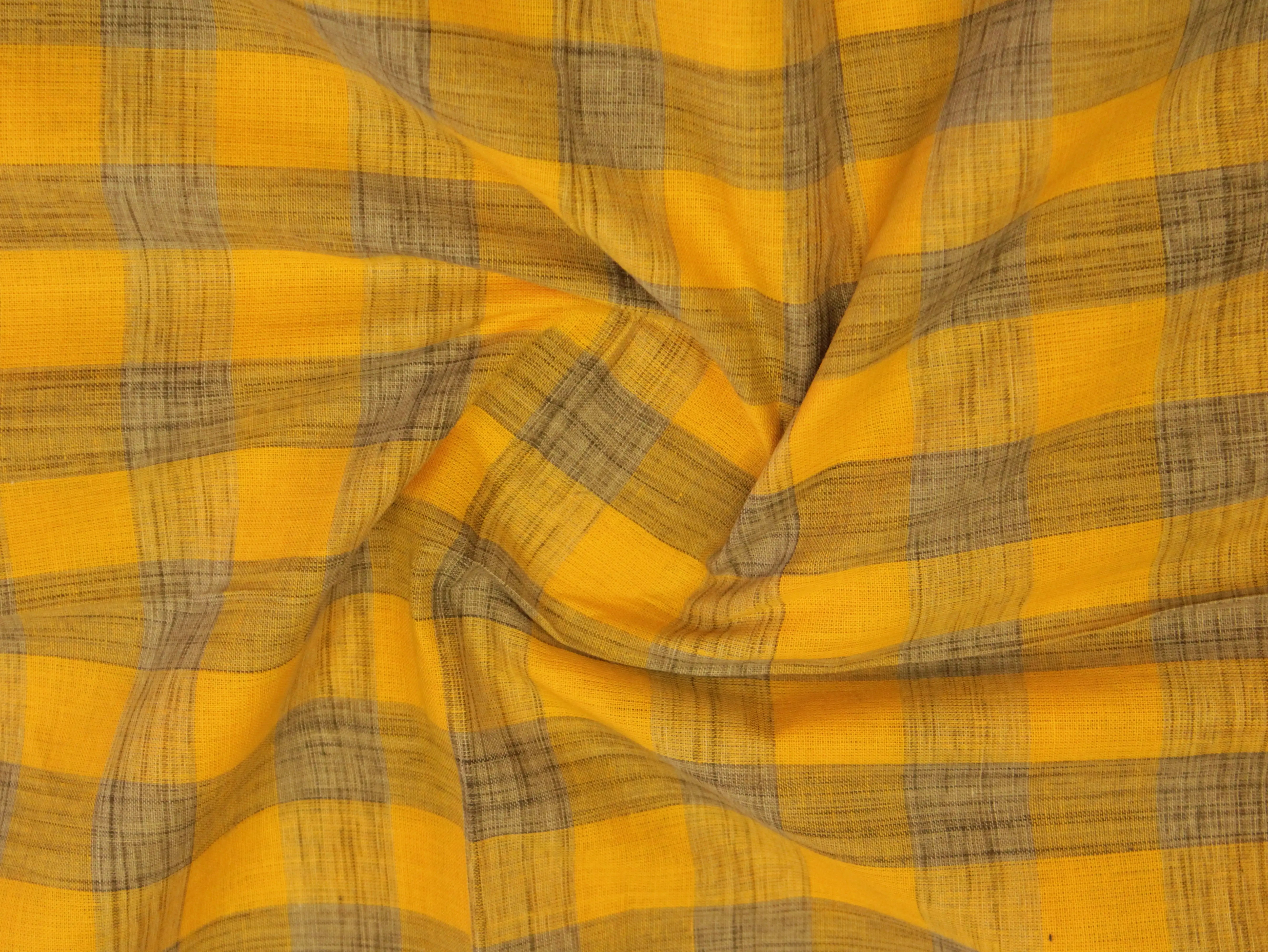 Checked Handloom Pure Cotton Woven Fabric