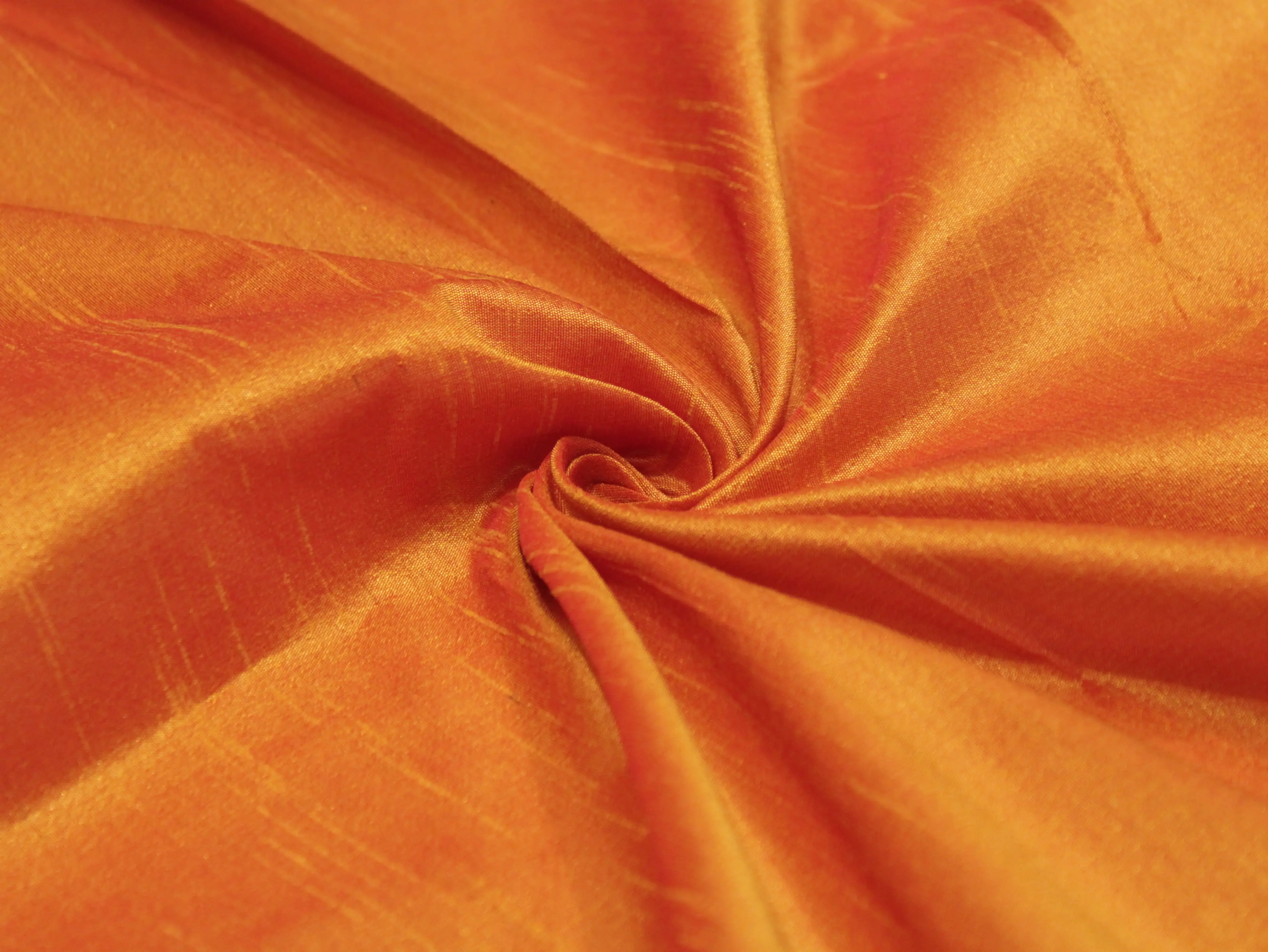 Plain Dyed Raw/Dupion Silk Fabric - Orange - M'Foks
