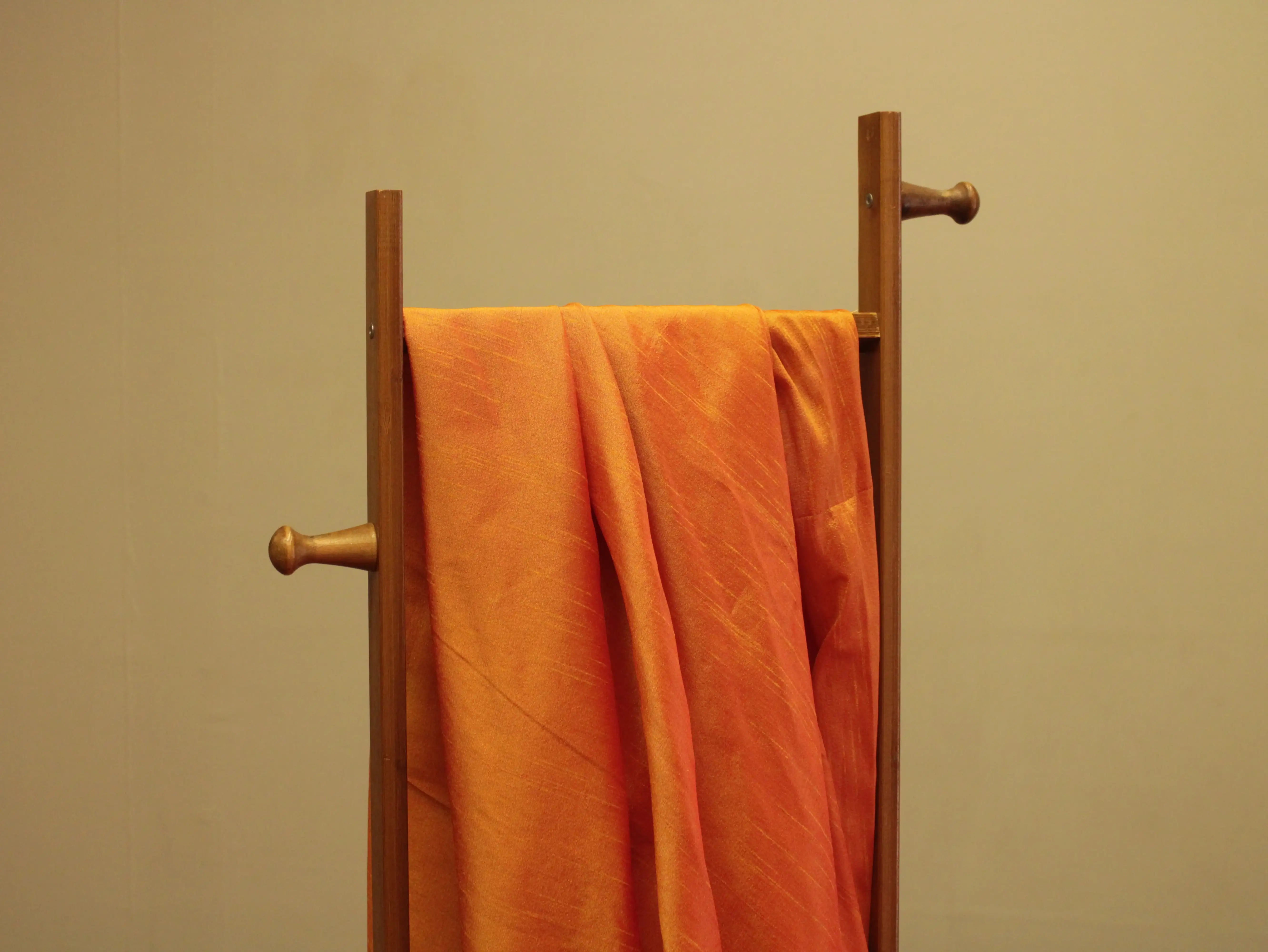 Plain Dyed Raw/Dupion Silk Fabric - Orange