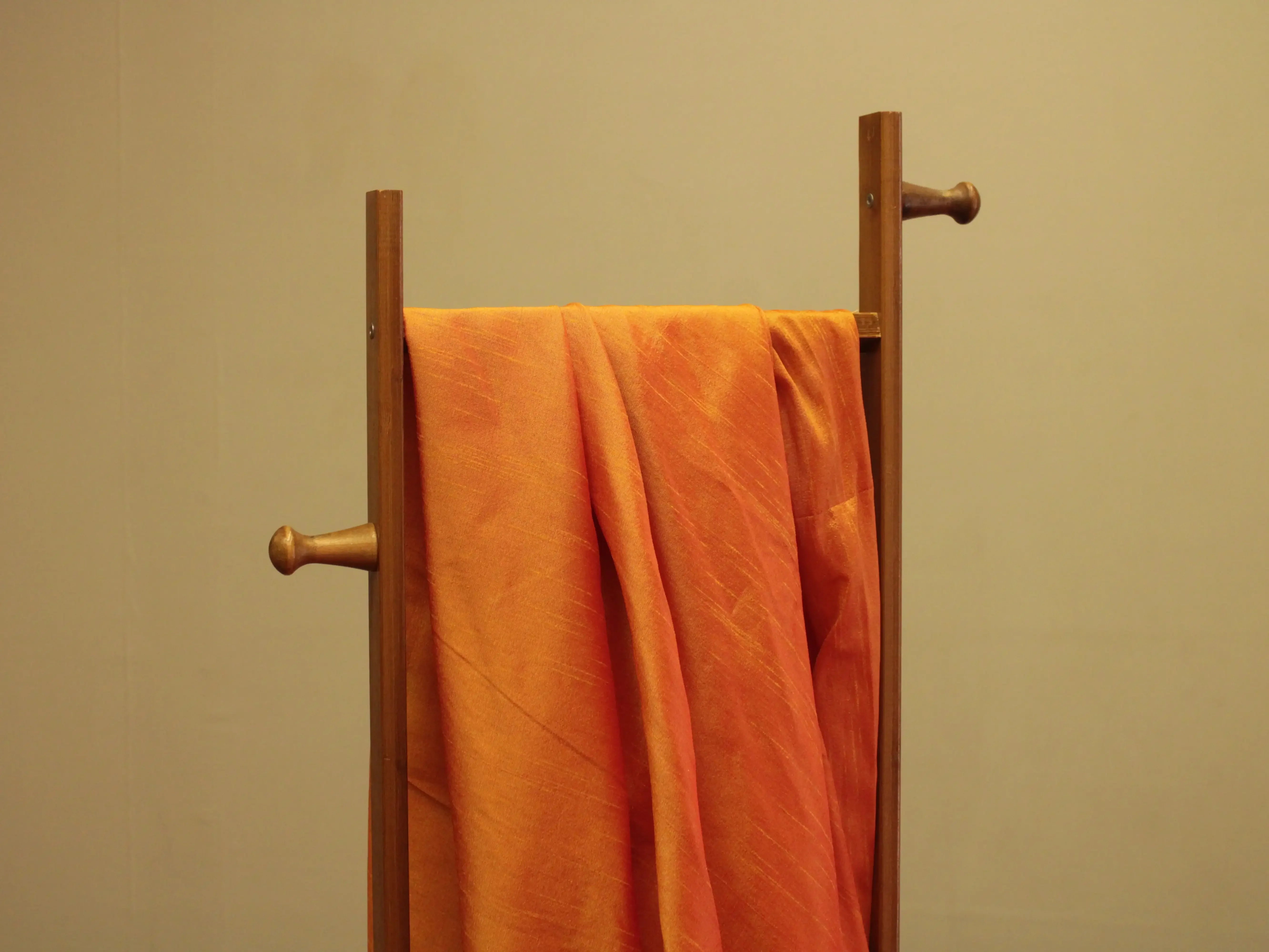 Plain Dyed Raw/Dupion Silk Fabric - Orange - M'Foks