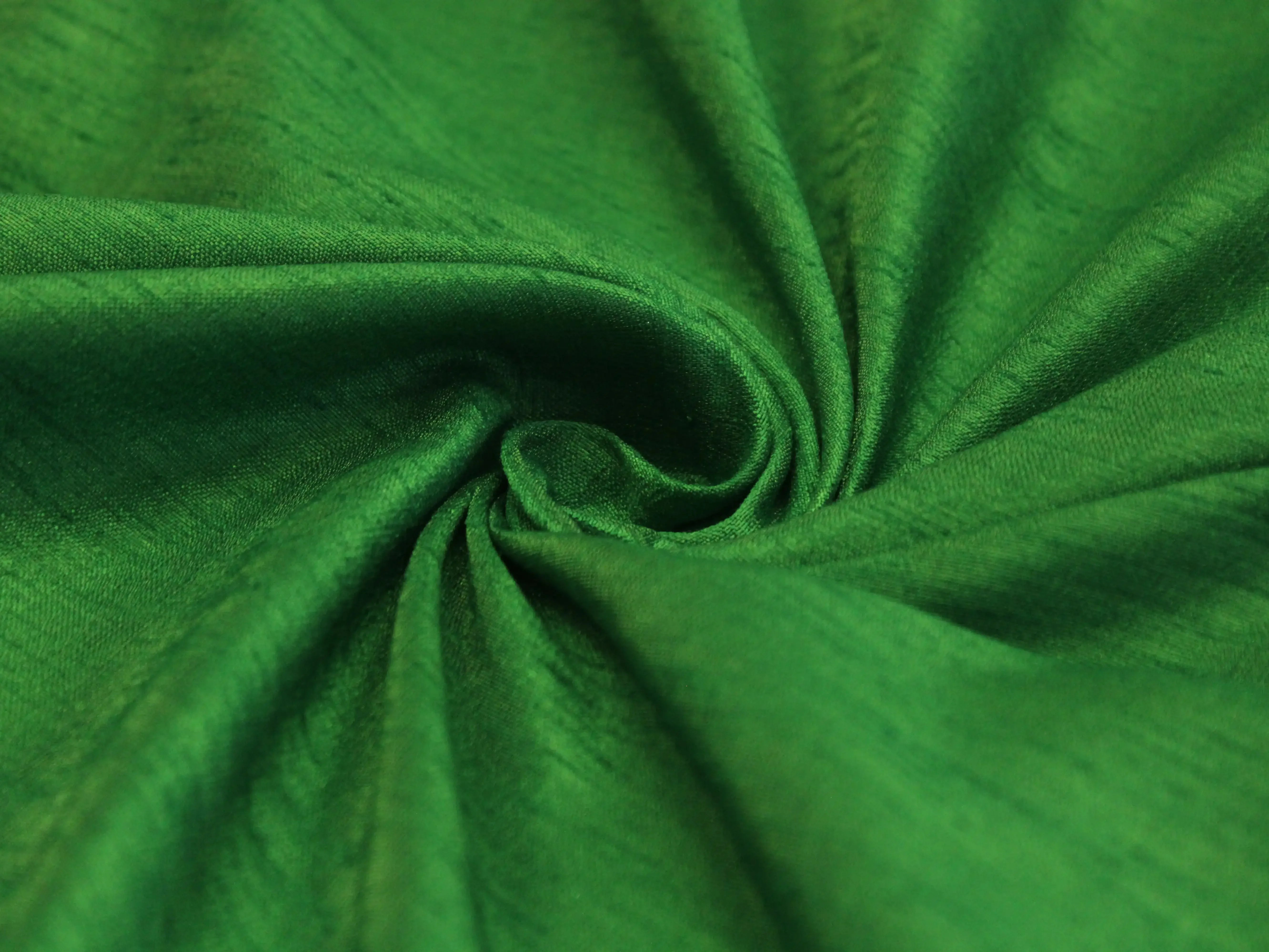 Plain Dyed Raw/Dupion Silk Fabric - Green - M'Foks