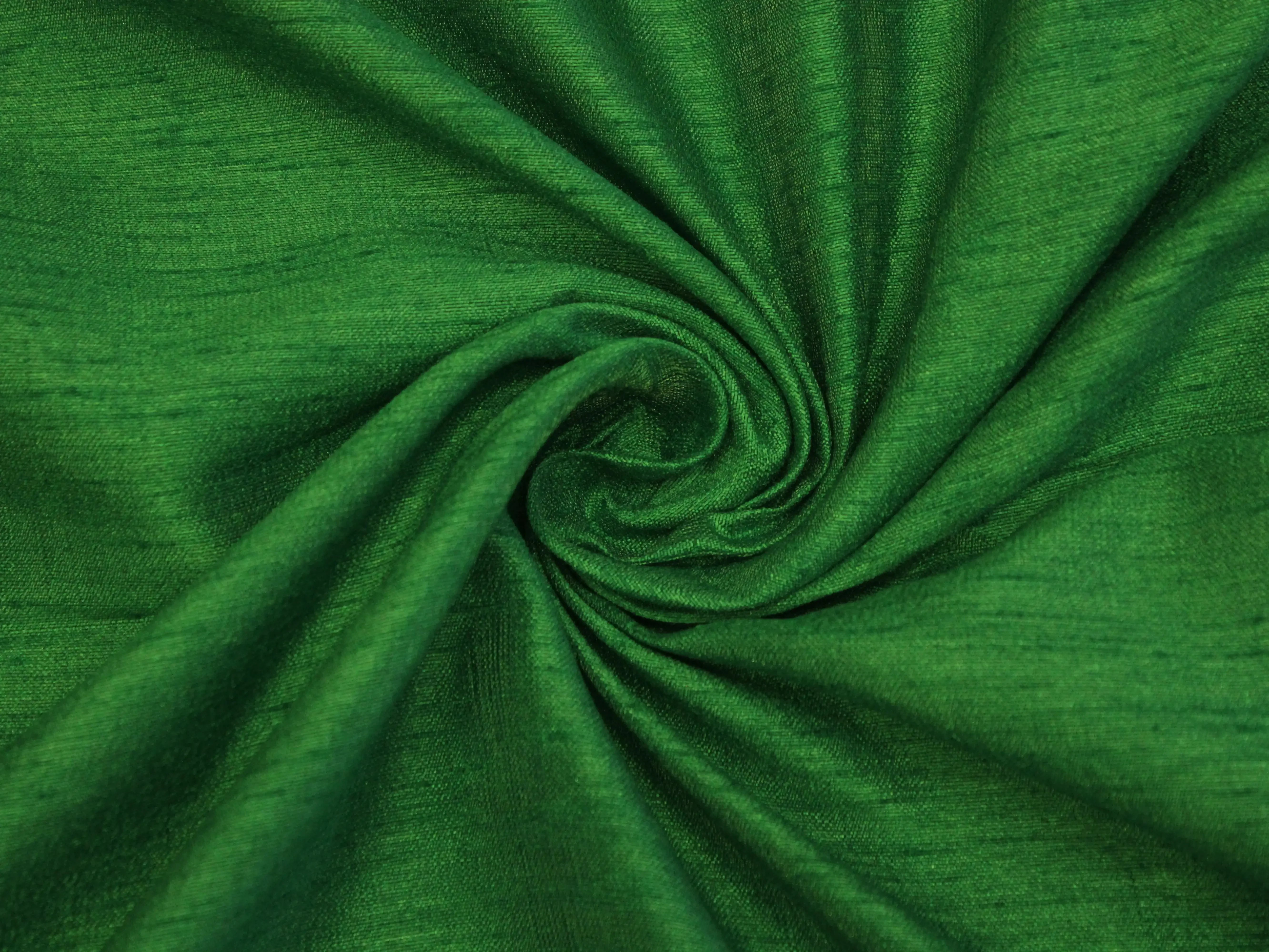 Plain Dyed Raw/Dupion Silk Fabric - Green - M'Foks