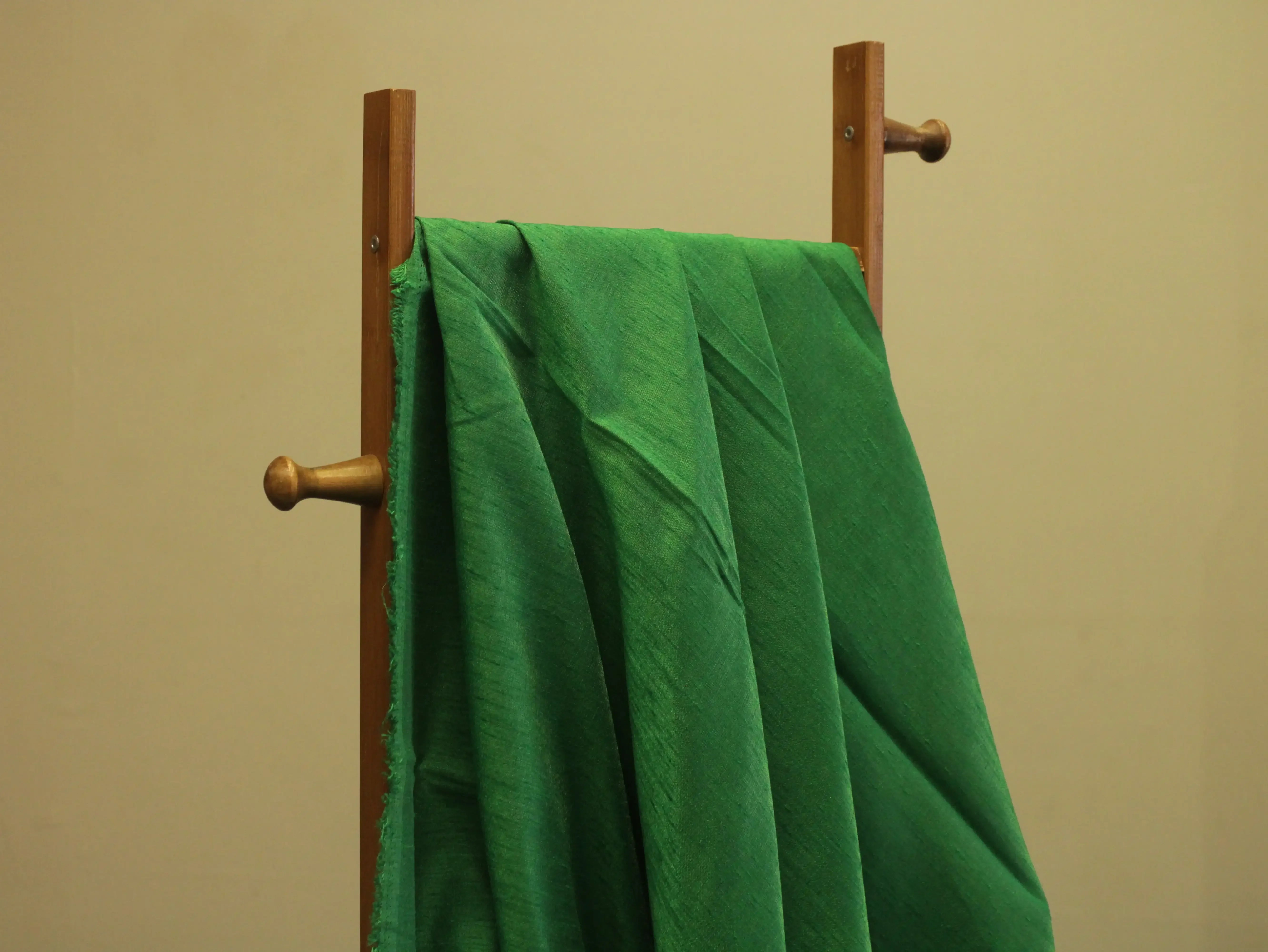 Plain Dyed Raw/Dupion Silk Fabric - Green - M'Foks