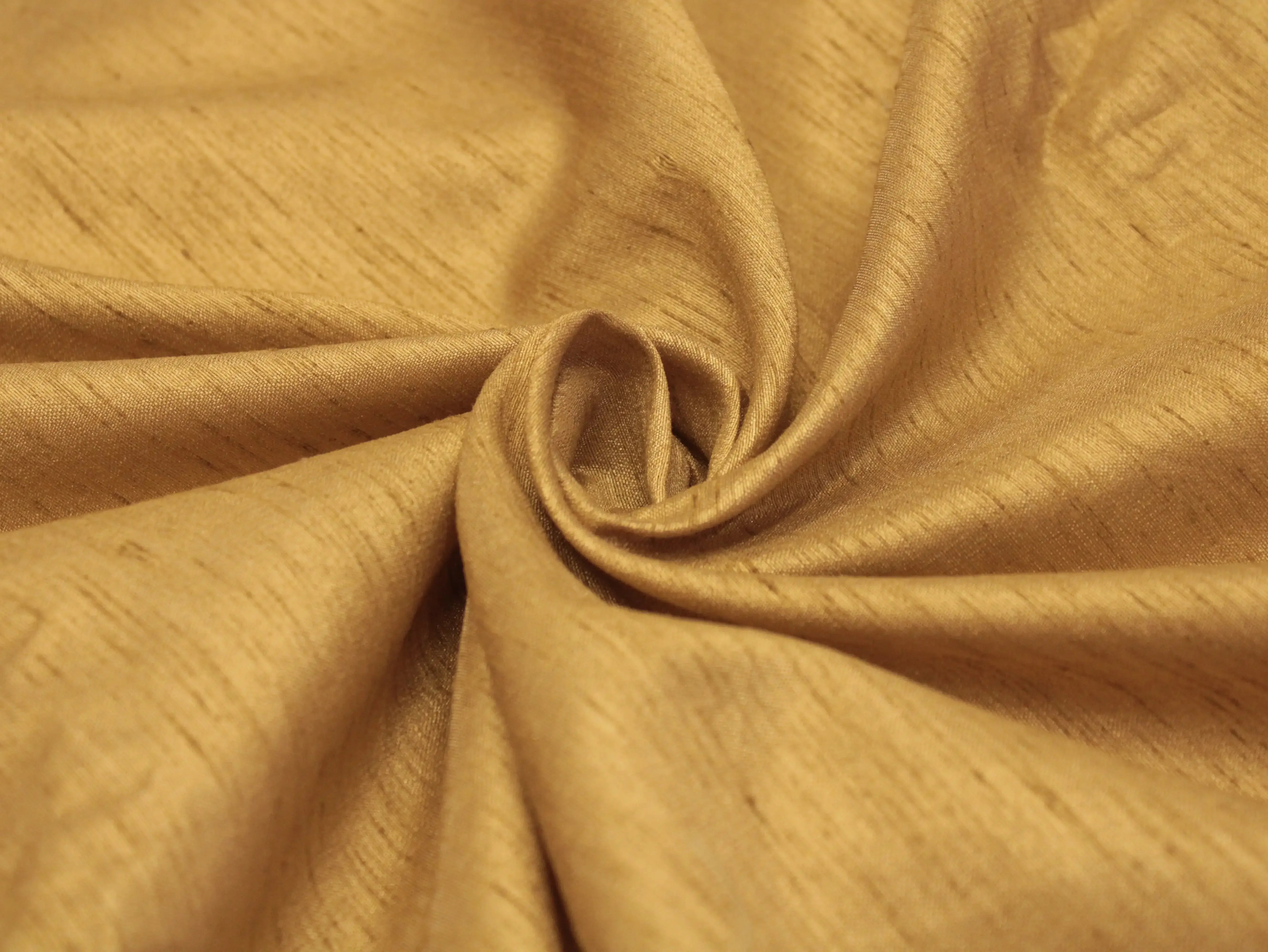 Plain Dyed Raw/Dupion Silk Fabric - Golden - M'Foks