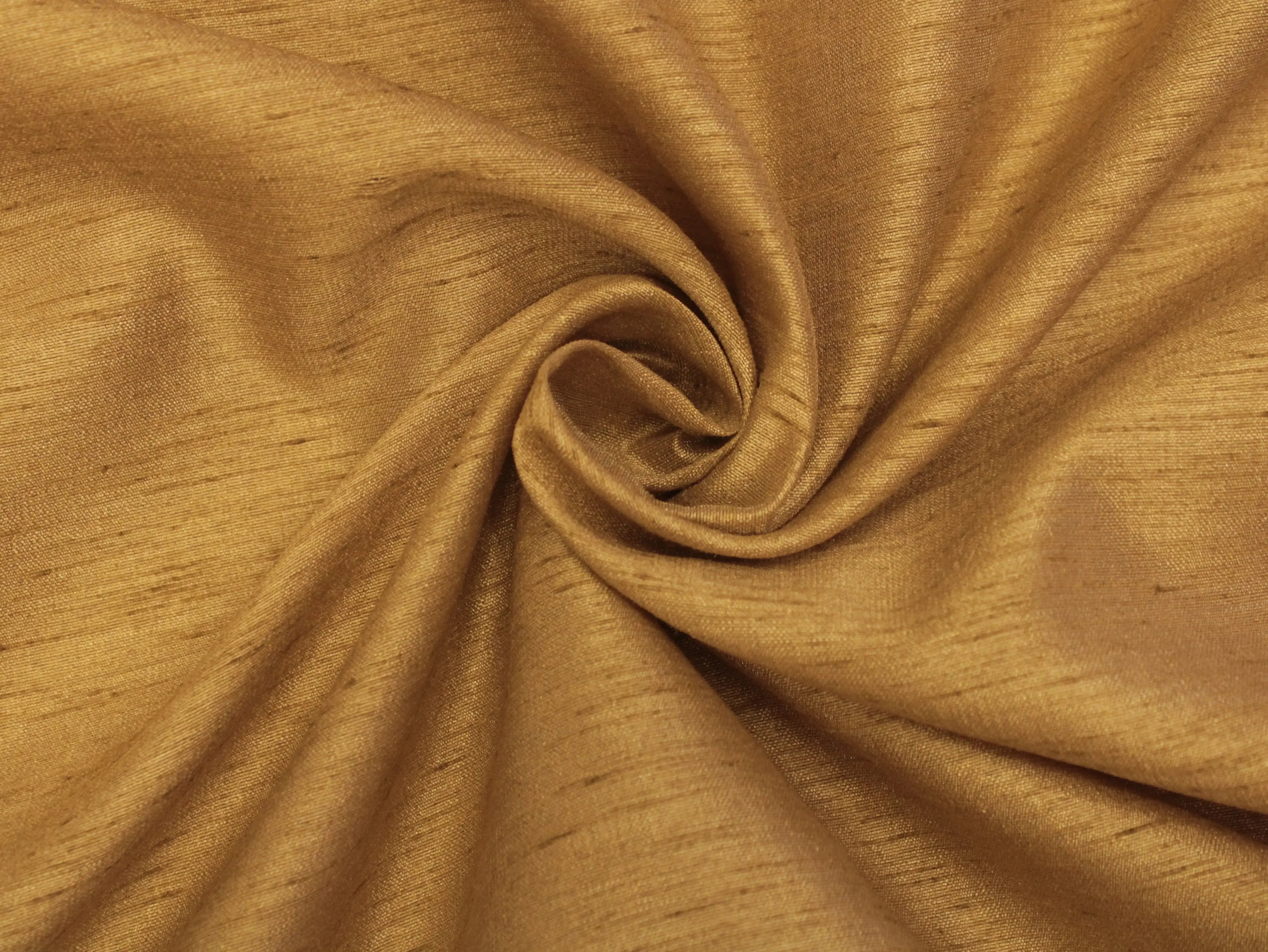 Plain Dyed Raw/Dupion Silk Fabric - Golden - M'Foks
